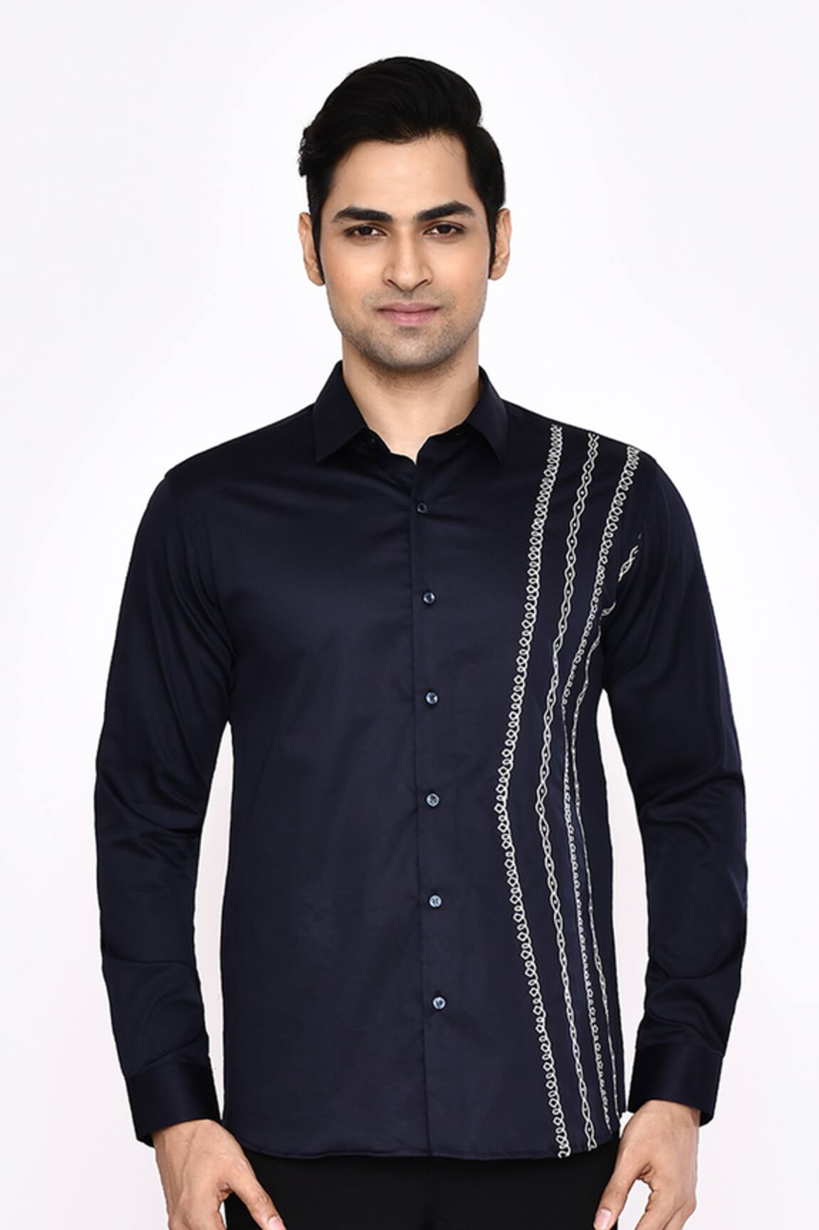 Aryavir Malhotra Black Printed Cotton Blend Shirt
