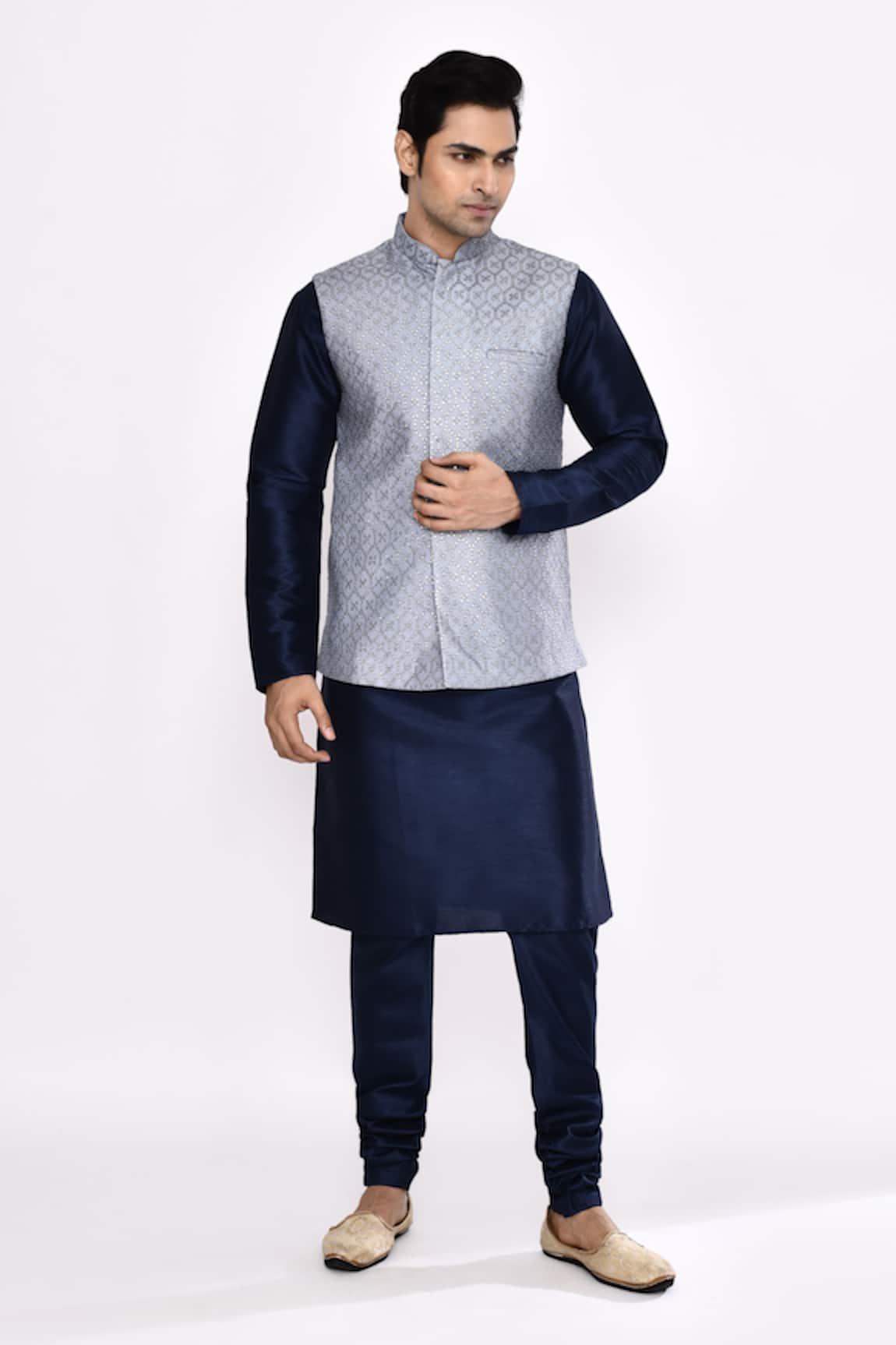 Arihant Rai Sinha Dark Blue Silk Blend Churidar 