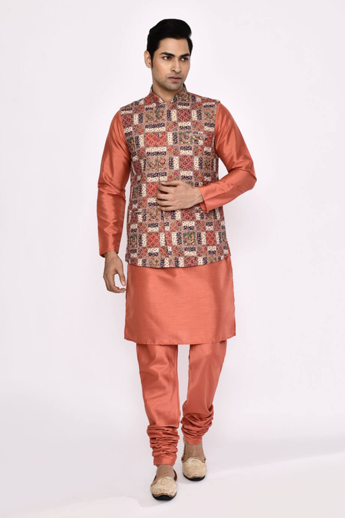 Arihant Rai Sinha Rust Orange Silk Blend Churidar 