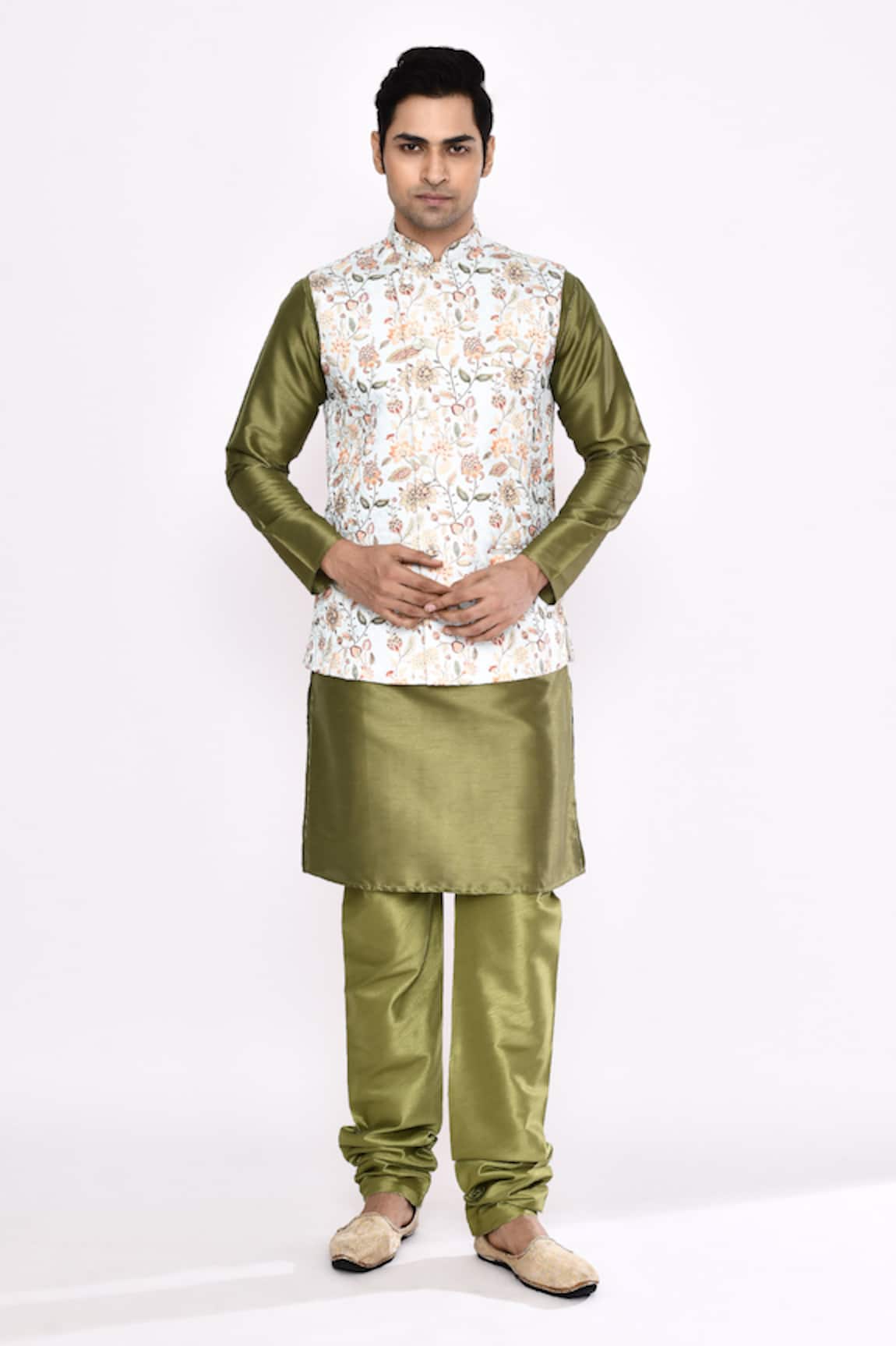 Arihant Rai Sinha Green Silk Blend Churidar 