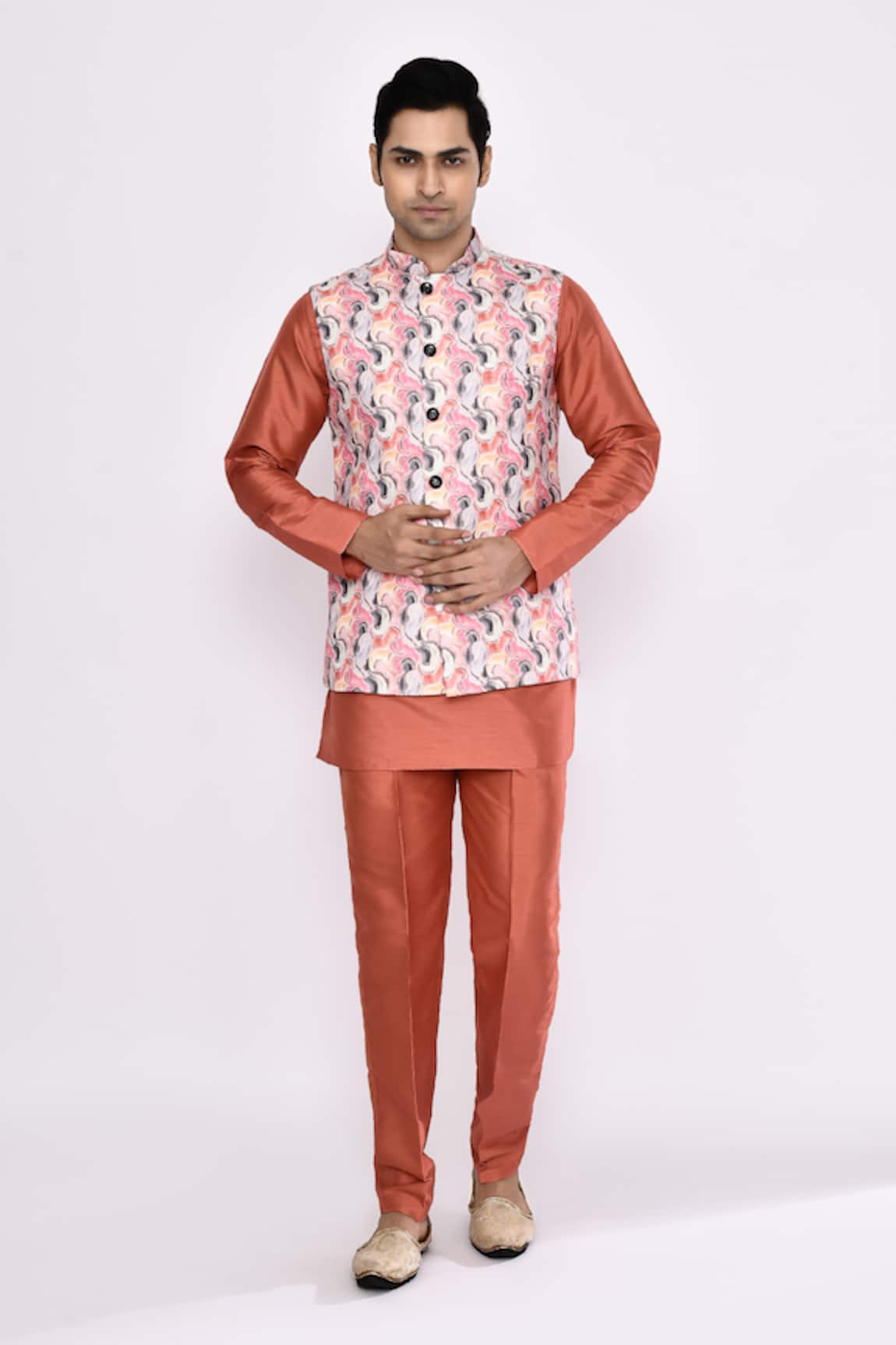 Arihant Rai Sinha Peach Silk Blend Pyjama 