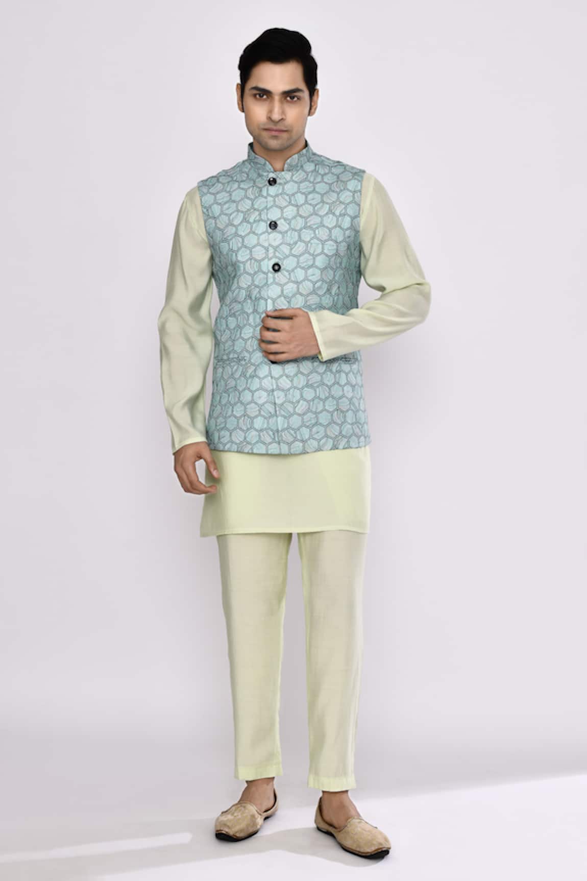 Arihant Rai Sinha Sea Green Silk Blend Pyjama 