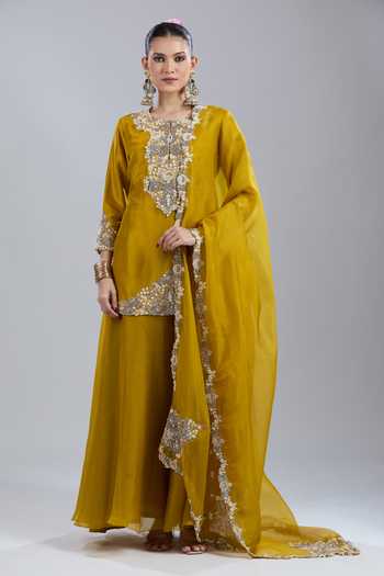 Prisho Floral Embroidered Kurta Sharara Set 