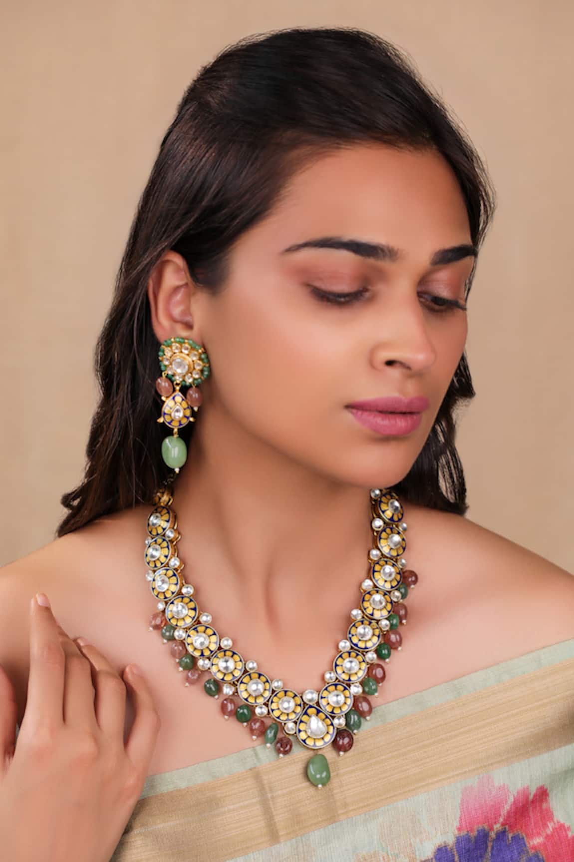 Riana Jewellery Blue Mina Necklace Set 