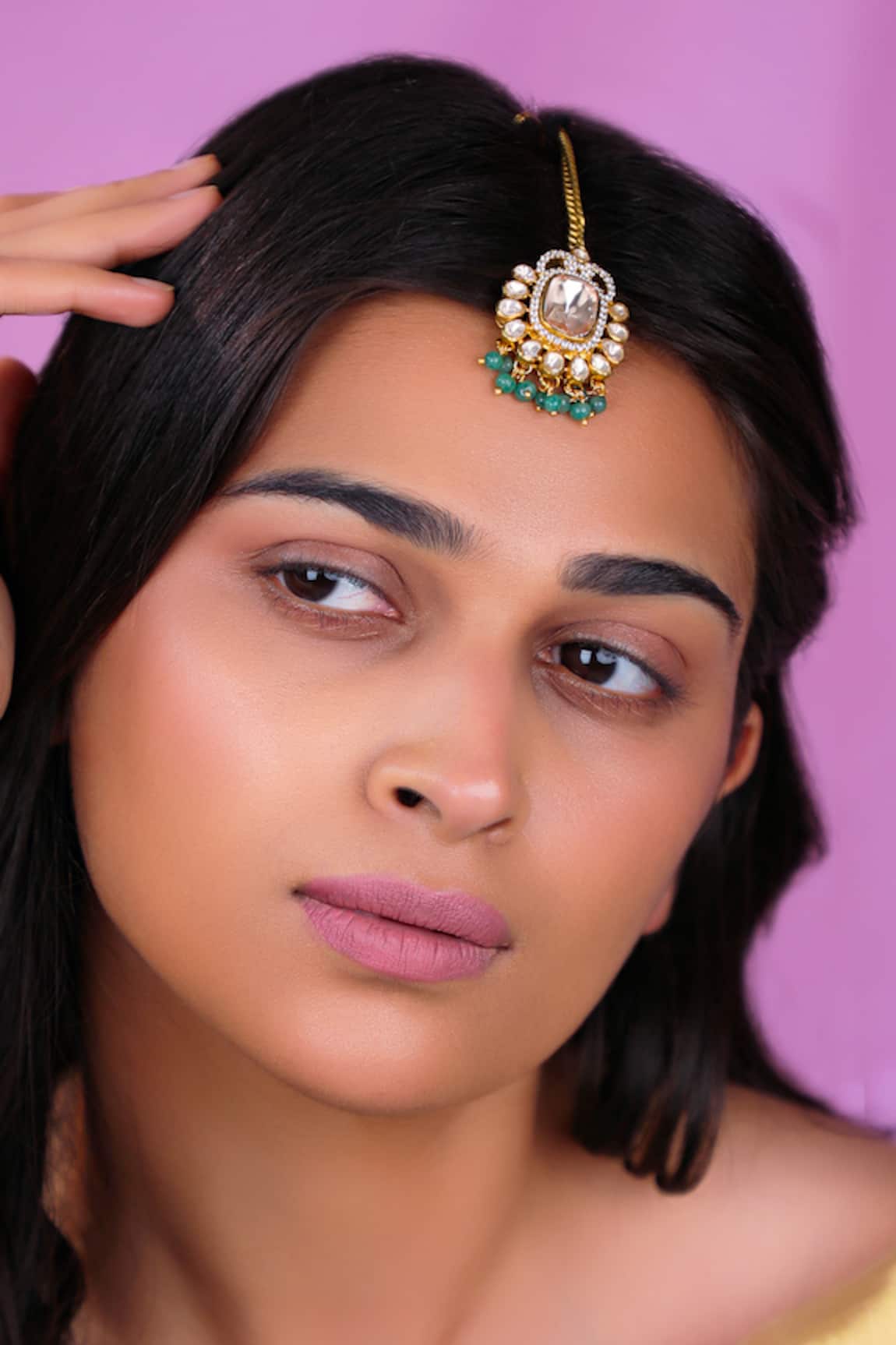 Riana Jewellery Mozonite Stone Maangtikka 