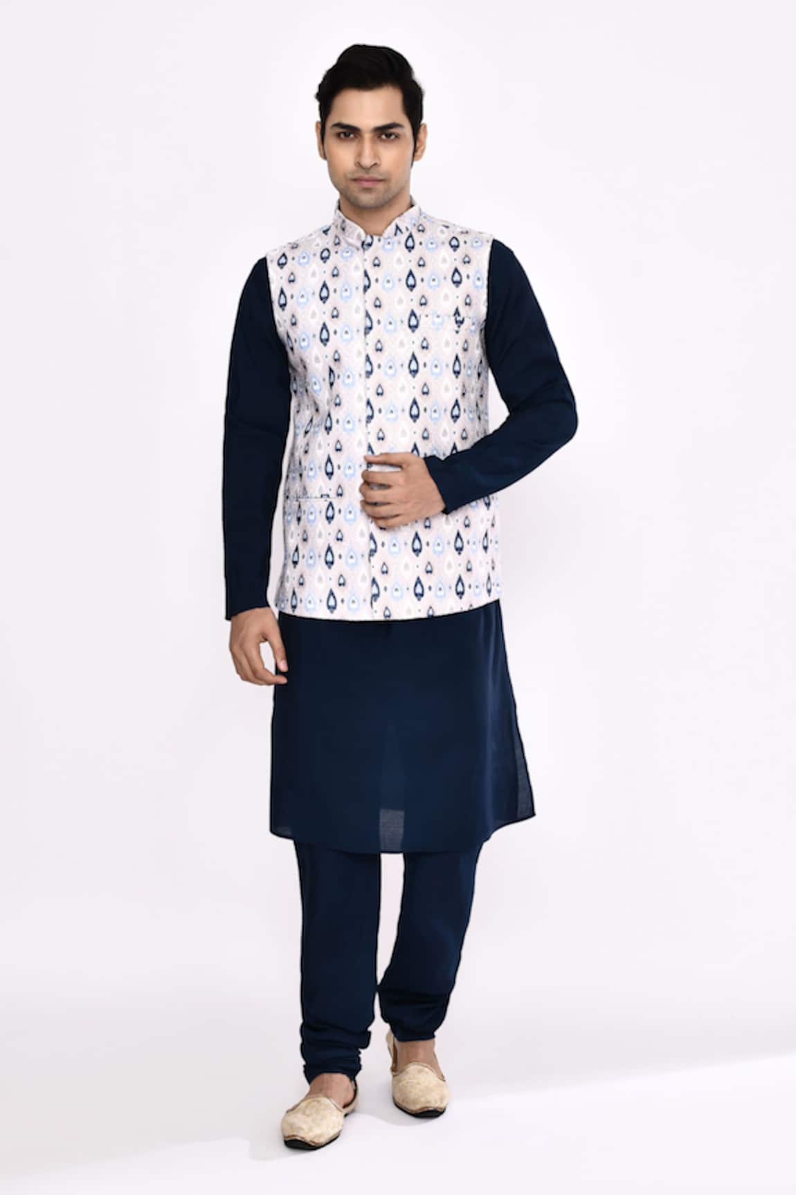 Arihant Rai Sinha Dark Blue Silk Blend Churidar 
