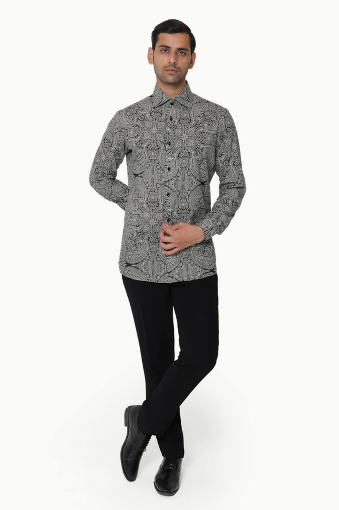 Kustomeyes Monochrome muse Monochrome Print Cotton Shirt 