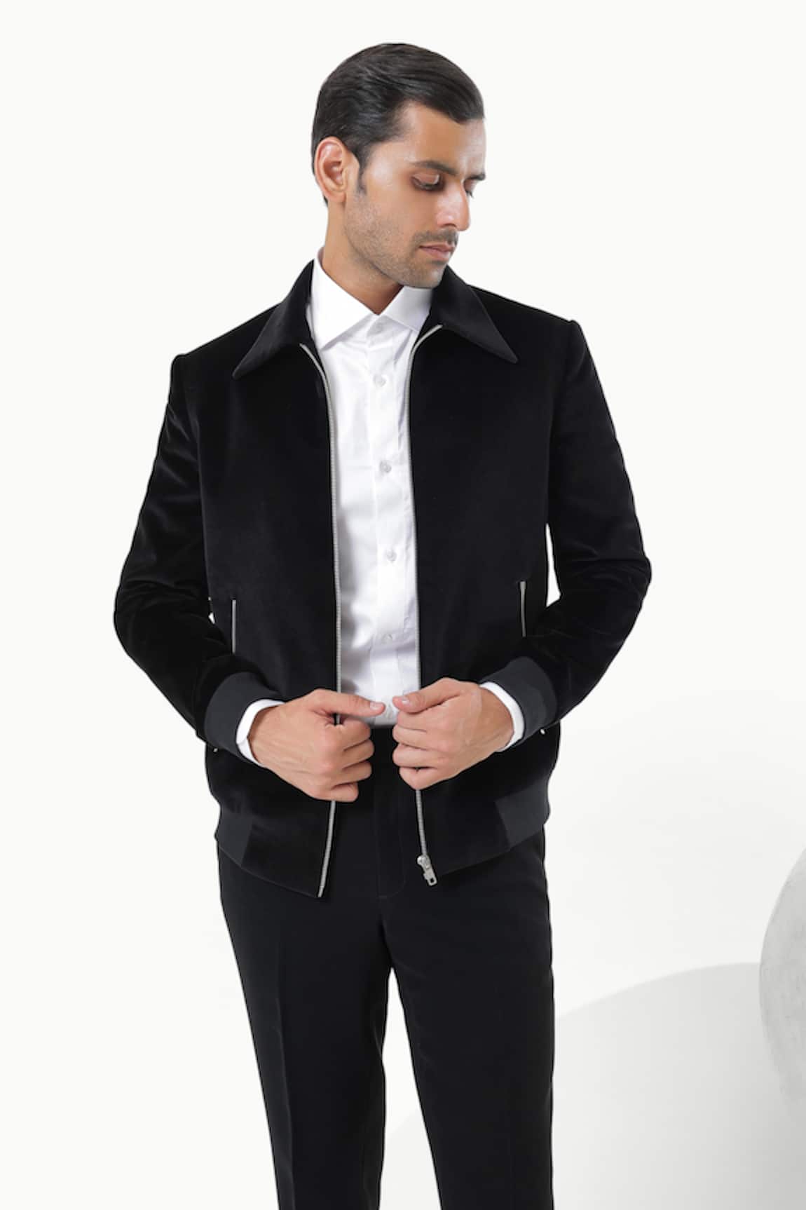 Kustomeyes Velvet Code Designer Black Bomber Jacket 