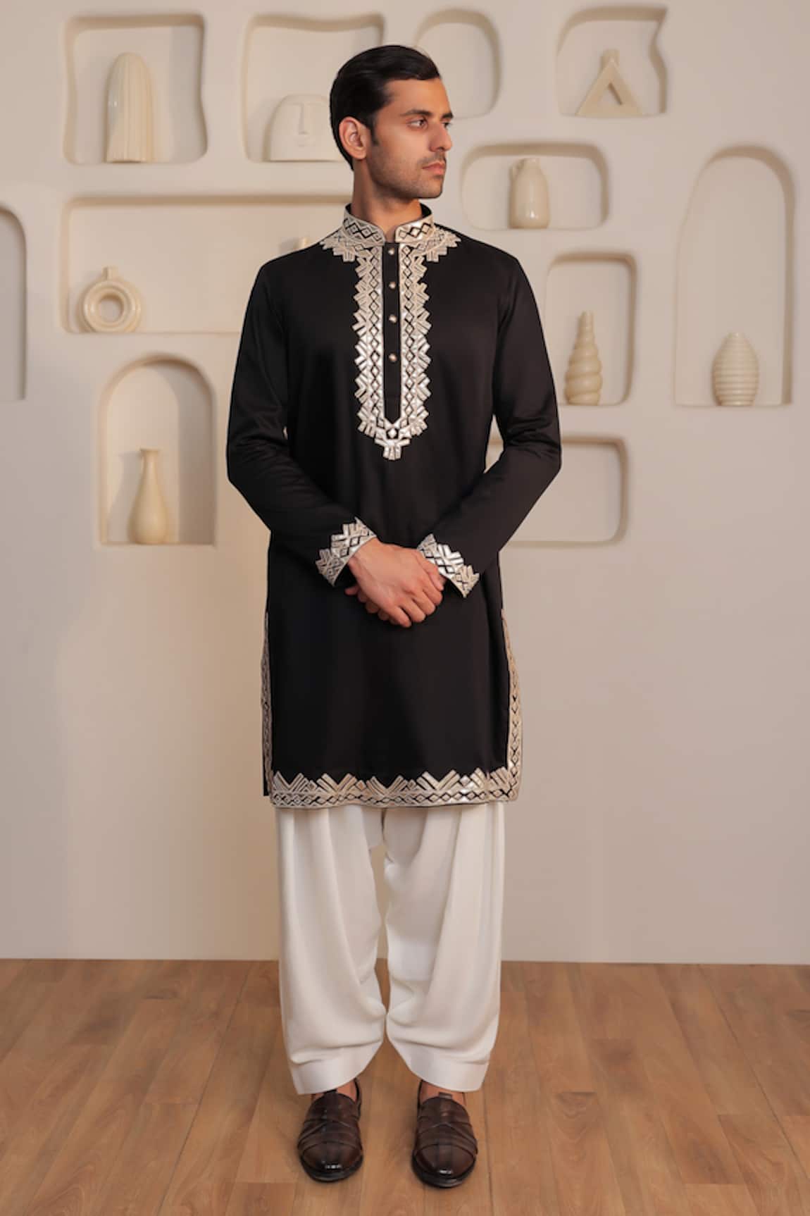 Kustomeyes Noir Edge Designer Black Kurta Set 