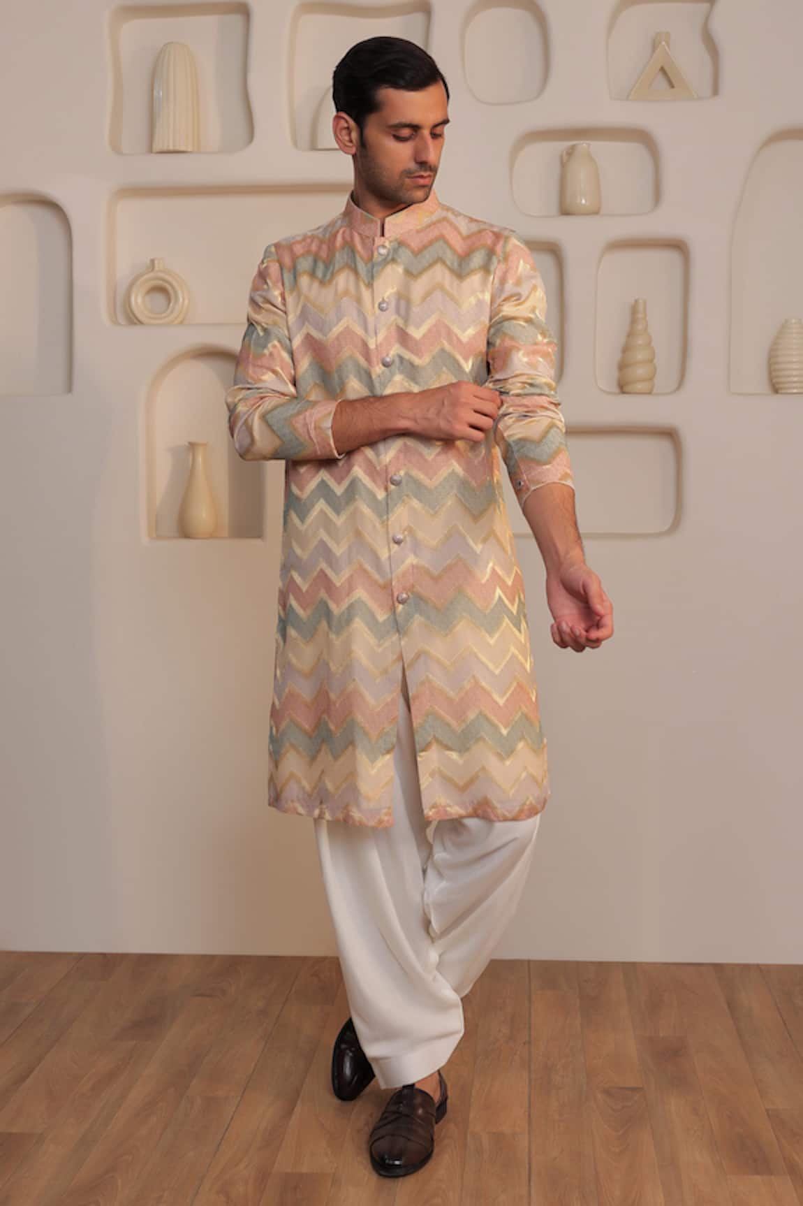 Kustomeyes Designer Sandstone Bloom Kurta Set 