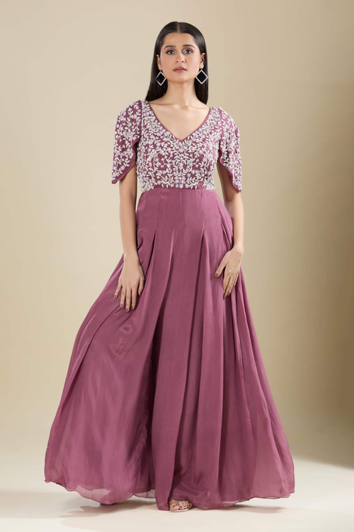Samyukta Singhania Wine Cut Dana Embroidered Gown 