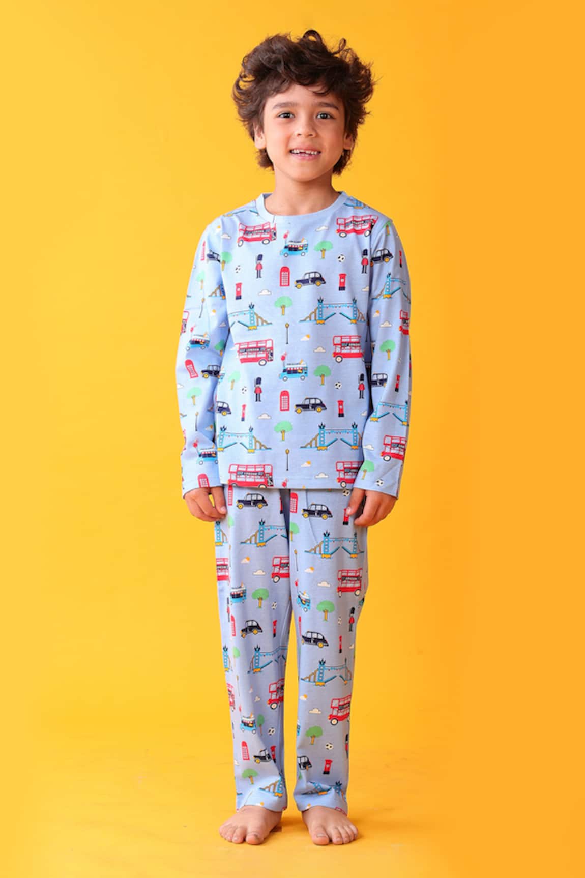 Anthrilo Designer Blue Cotton T-Shirt & Pyjama Set 