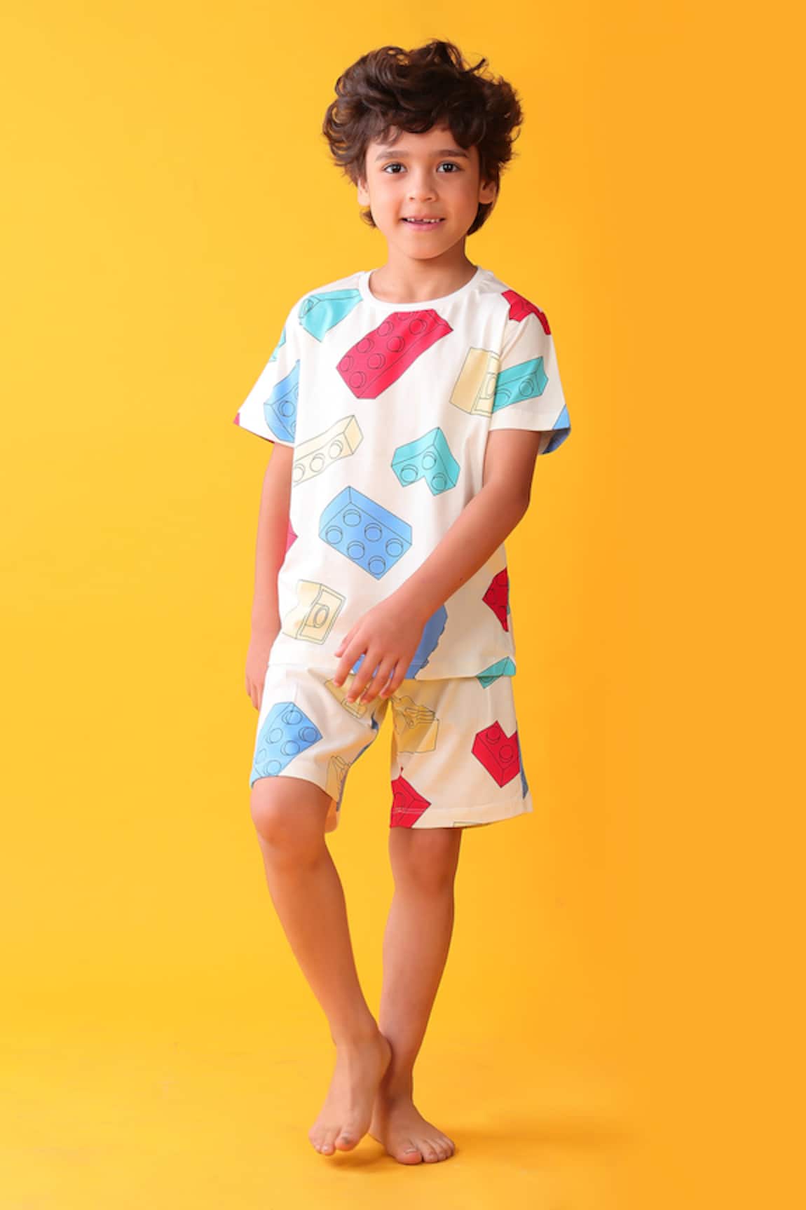 Anthrilo Designer White Cotton T-Shirt & Shorts Set 