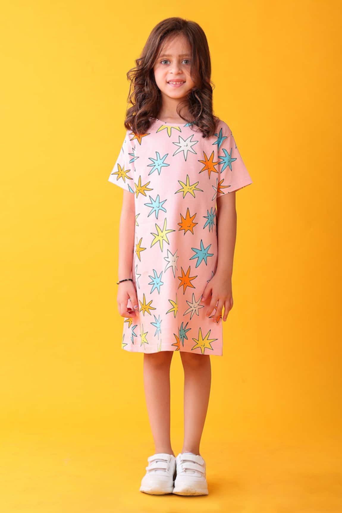 Anthrilo Designer Pink Star Print Dress 