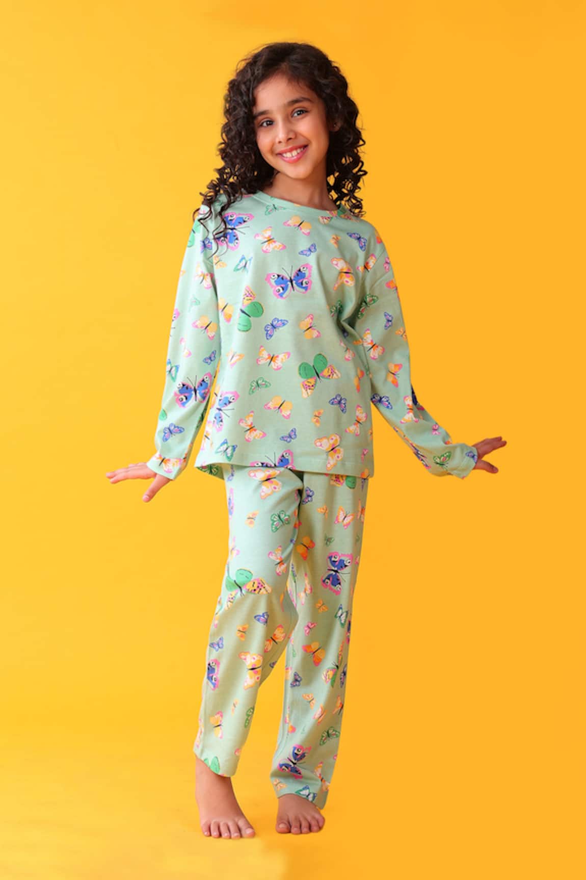 Anthrilo Butterfly Print Cotton T-Shirt & Pyjama Set 