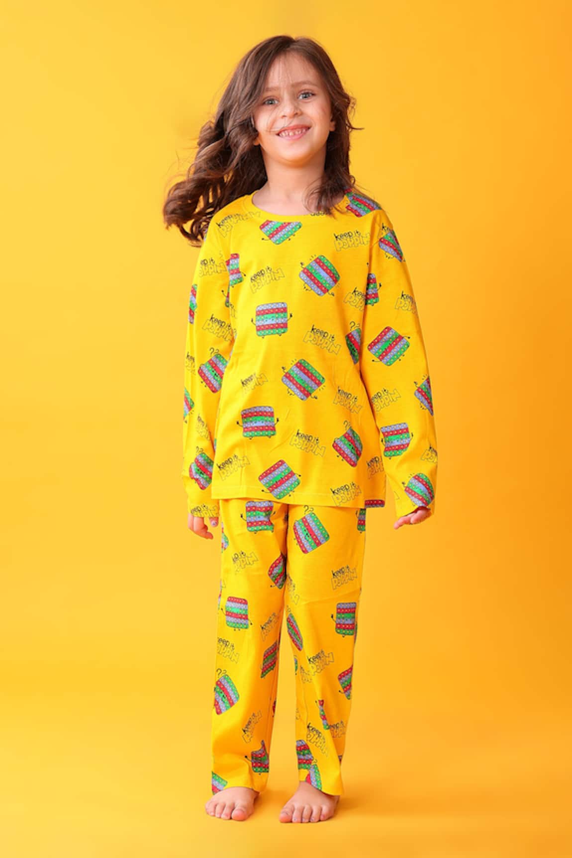 Anthrilo Designer Yellow Cotton T-Shirt & Pyjama Set 