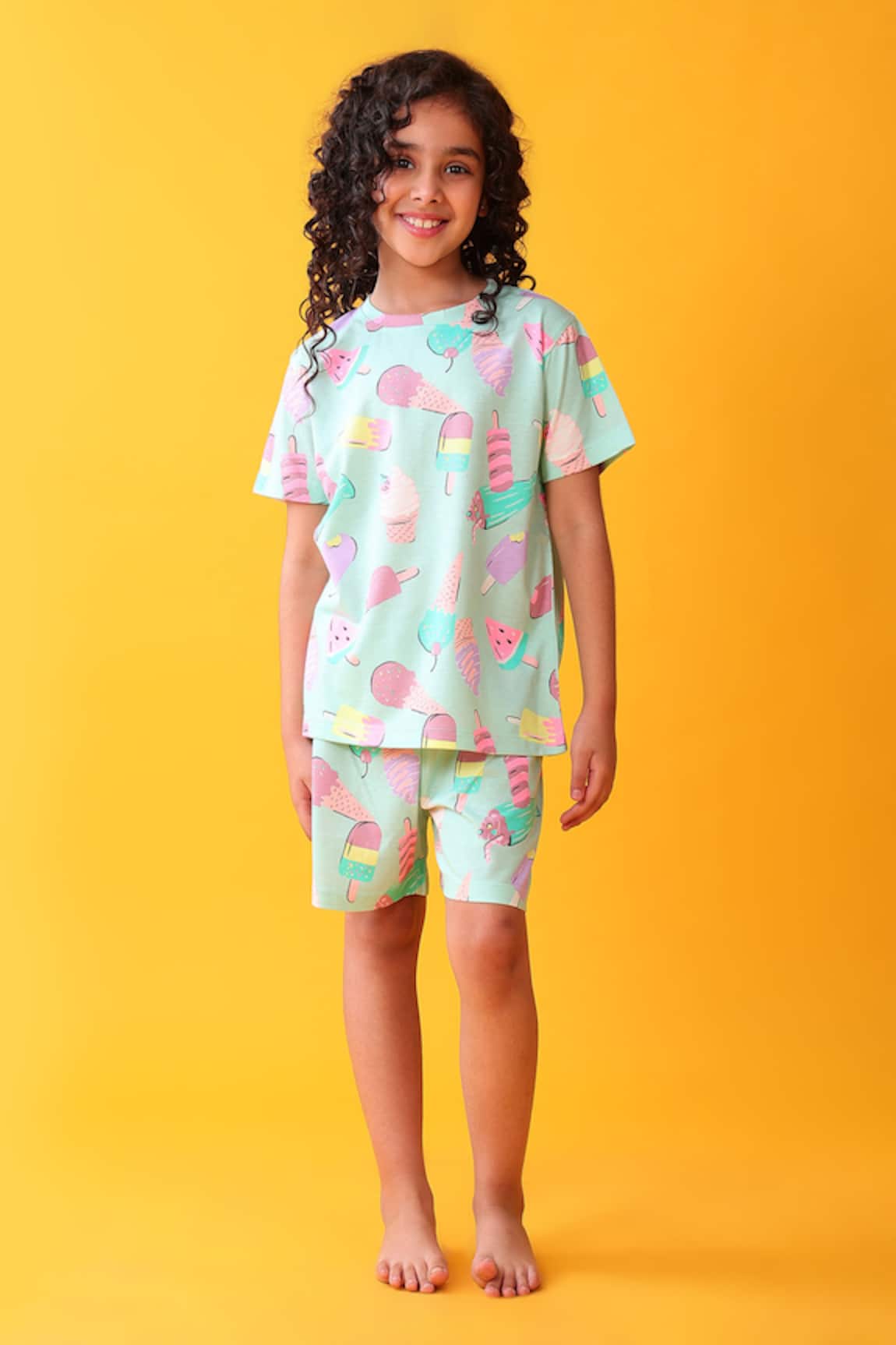 Anthrilo Aqua Blue Ice Cream Print T-Shirt & Shorts 