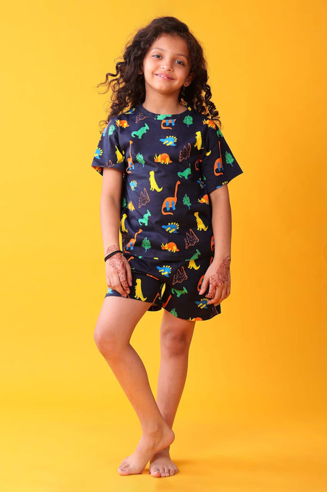 Anthrilo Dinosaur Print Cotton T-Shirt & Shorts Set 