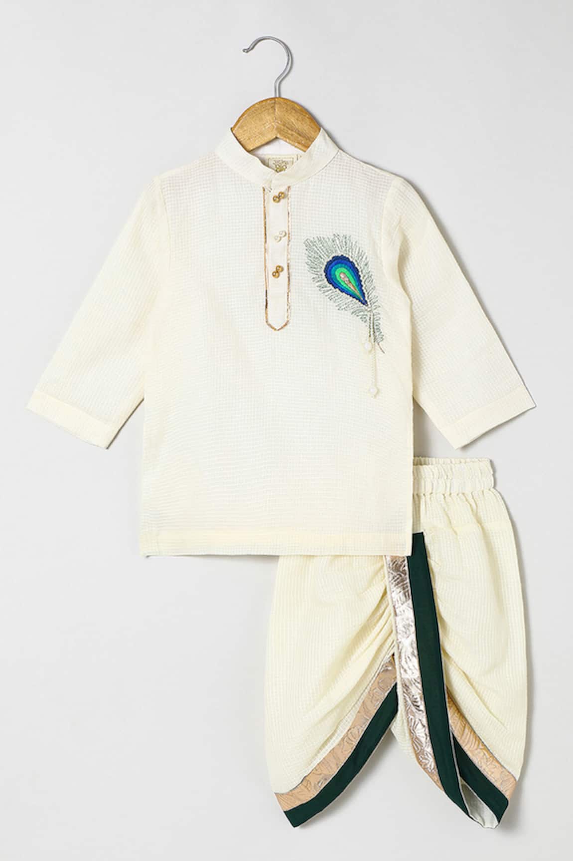 Byb Premium Embellished Off White Kurta Dhoti Set 