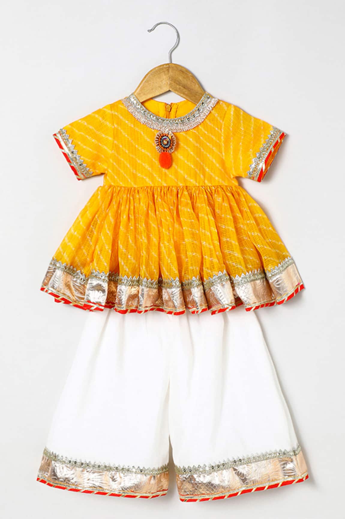 Byb Premium Yellow Embellished Peplum Top & Palazzo Set 
