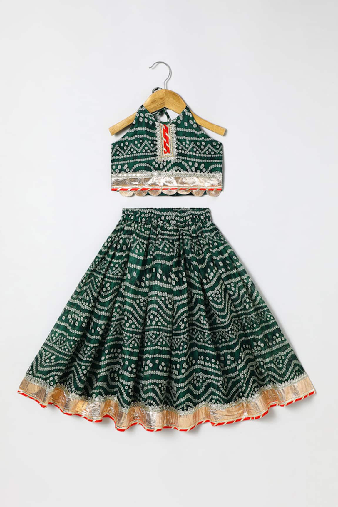 Byb Premium Dark Green Embellished Top & Skirt Set 