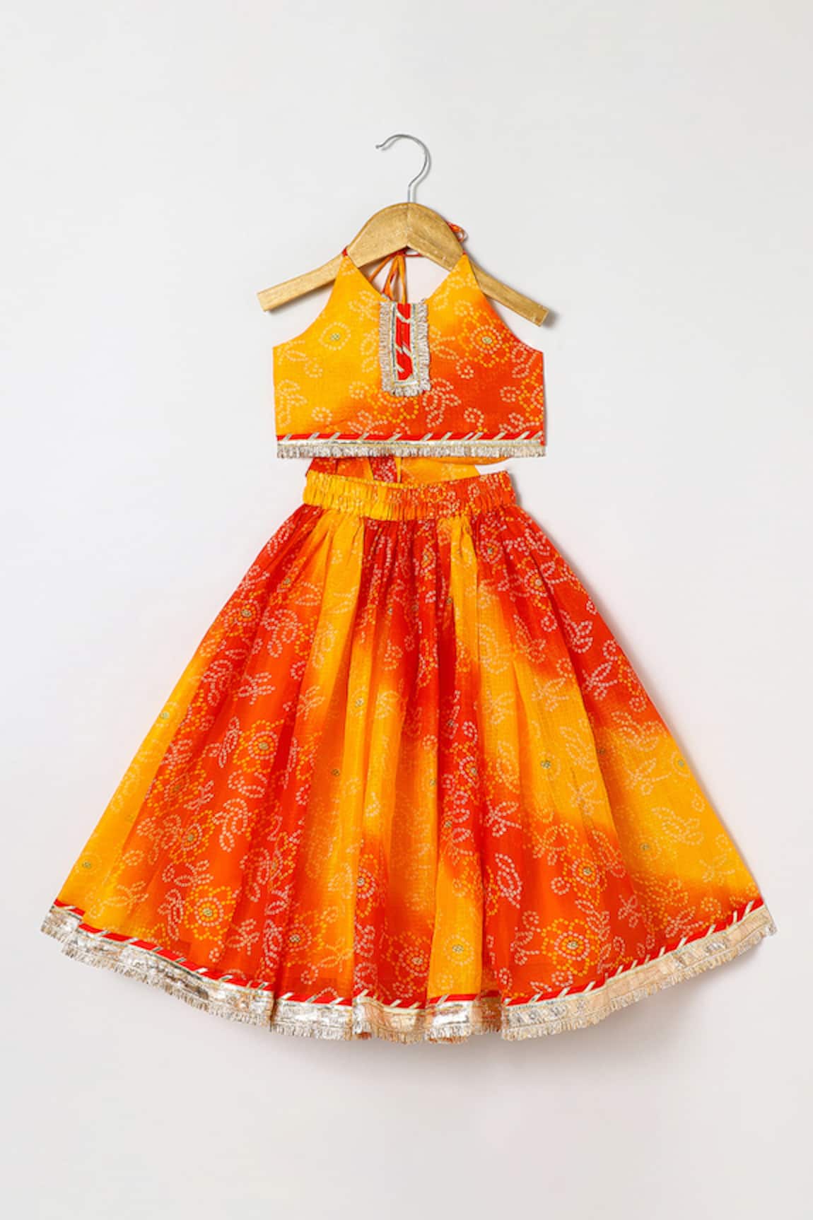 Byb Premium Designer Orange Embellished Top & Skirt Set 