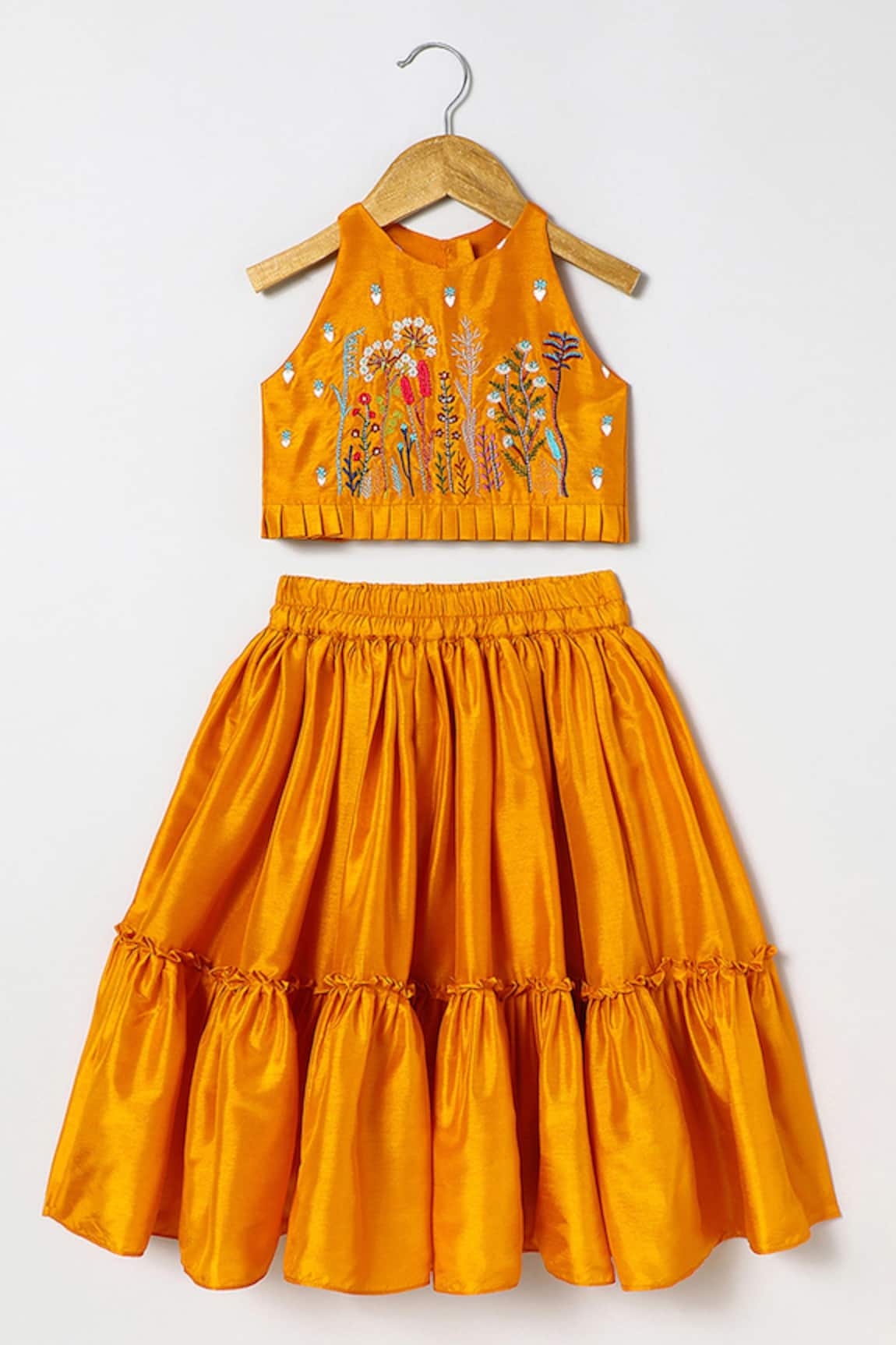 Byb Premium Embroidered Orange Top & Skirt Set 