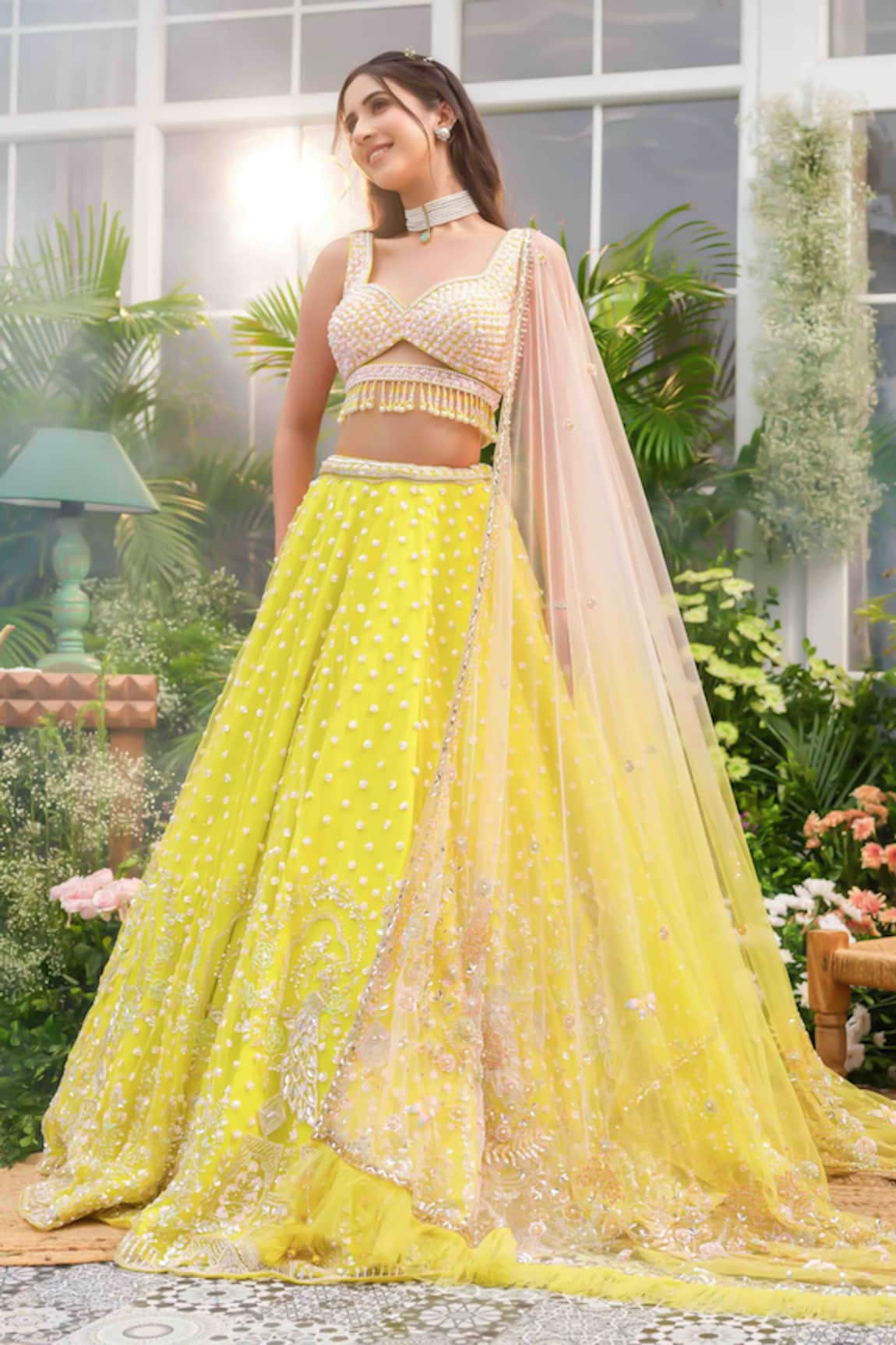 Tamaraa By Tahani Naira Lime 12 Kali Lehenga Set 