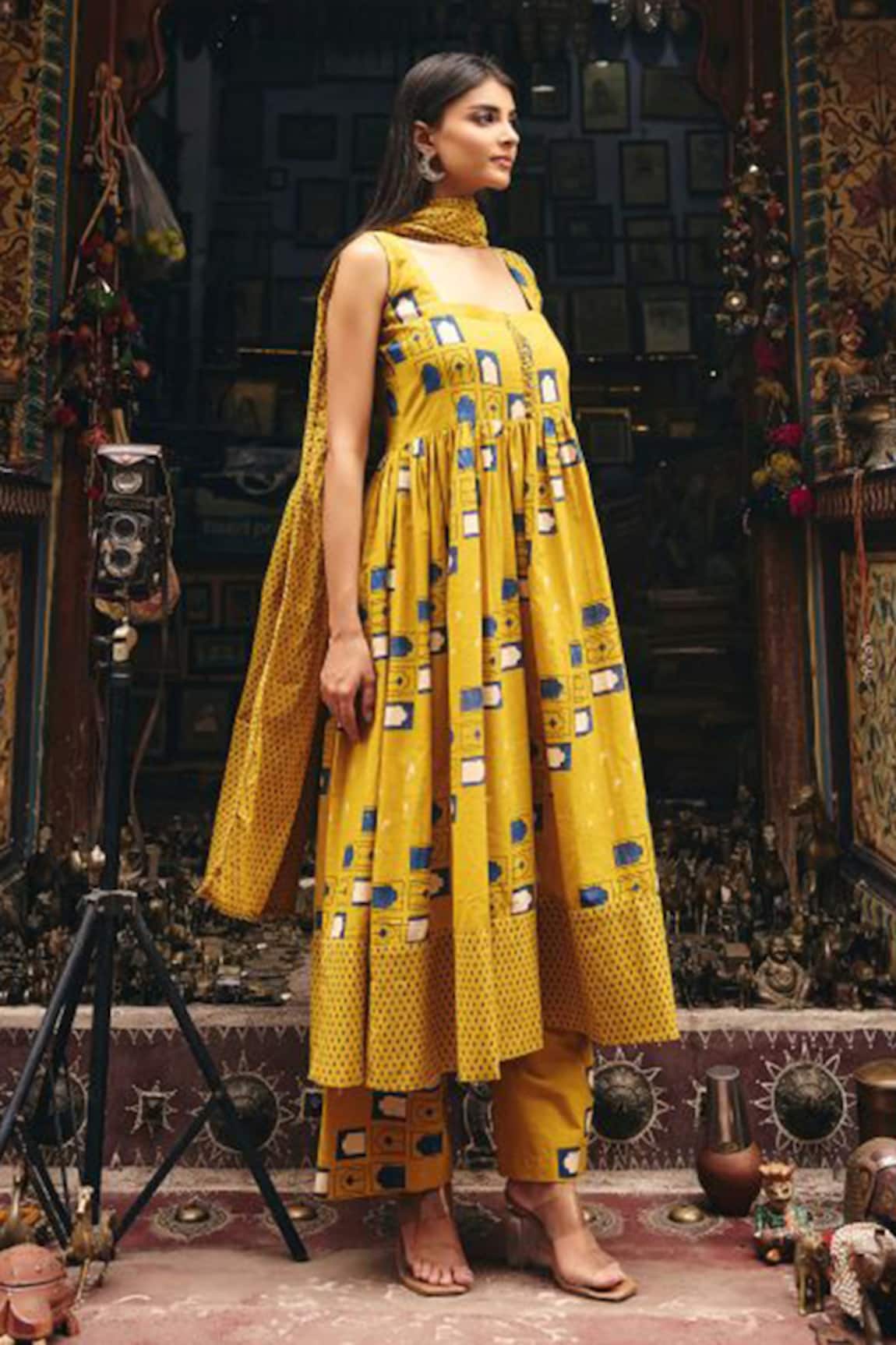 Gulabo Jaipur Bhumi Mustard Anarkali Set 