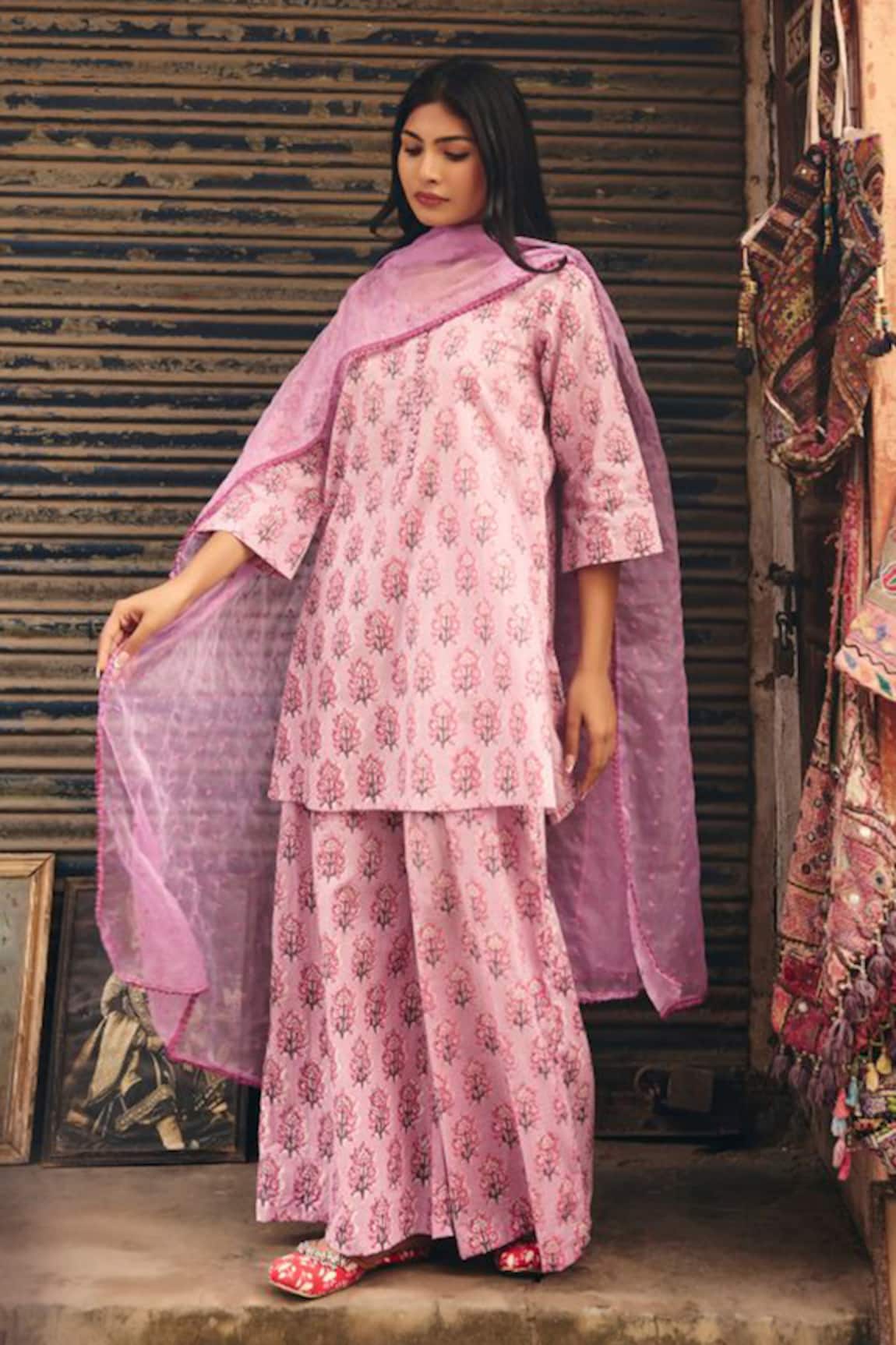 Gulabo Jaipur Fiza Purple Straight Kurta Set 