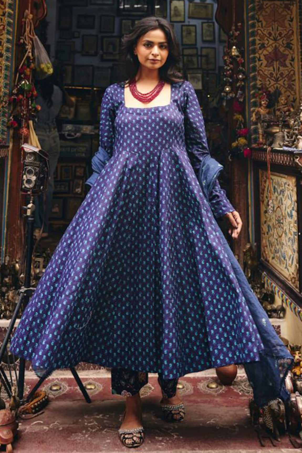 Gulabo Jaipur Umrao Blue Anarkali Set 