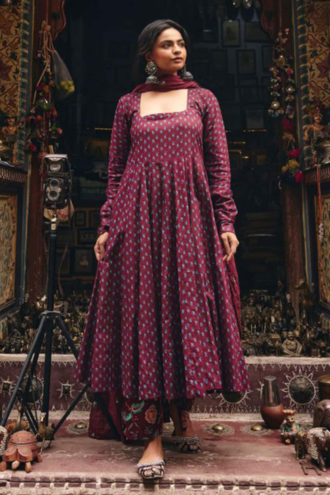Gulabo Jaipur Umrao Wine Anarkali Set 