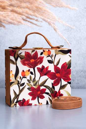 Nazaakat By Samara Singh Multicolor Floral Print Clutch Purse 