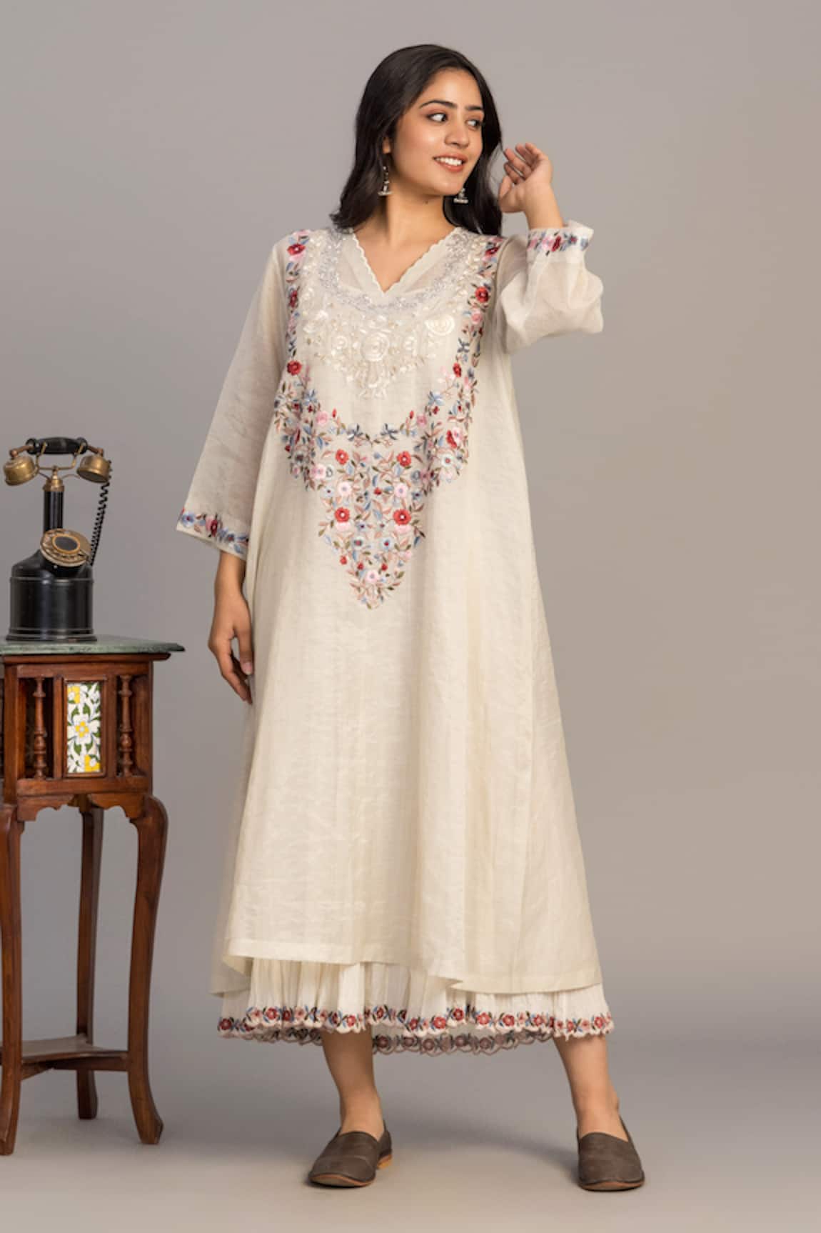 Prama By Pratima Pandey Embroidered Chanderi Kurta 