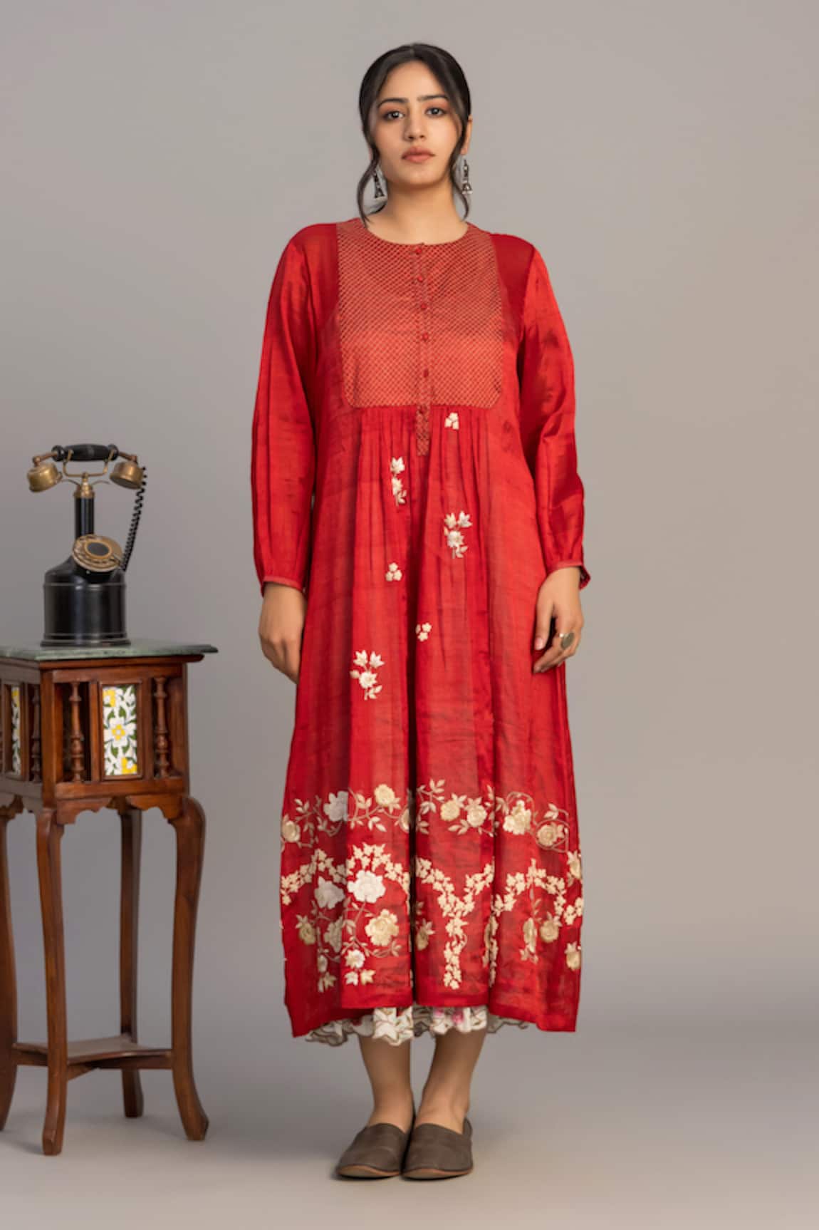 Prama By Pratima Pandey Red Tissue Chanderi Tunic 