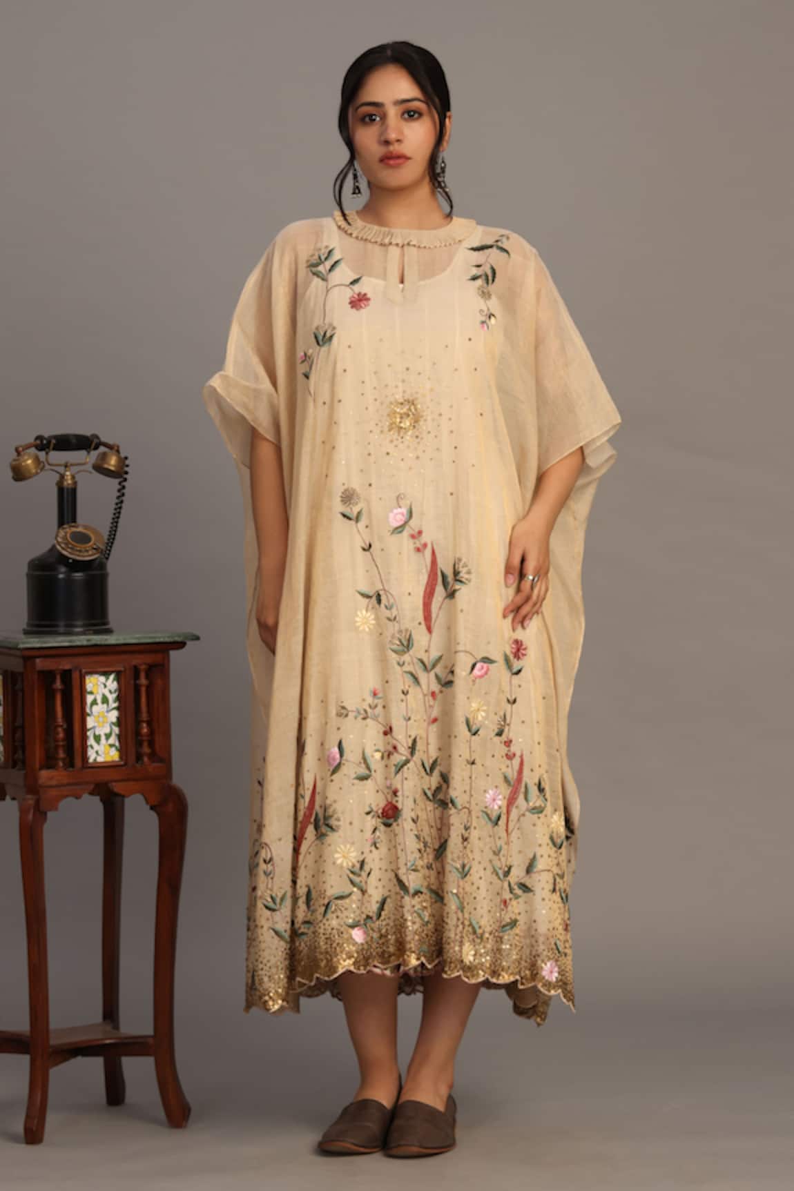 Prama By Pratima Pandey Light Gold Embroidered Tunic 