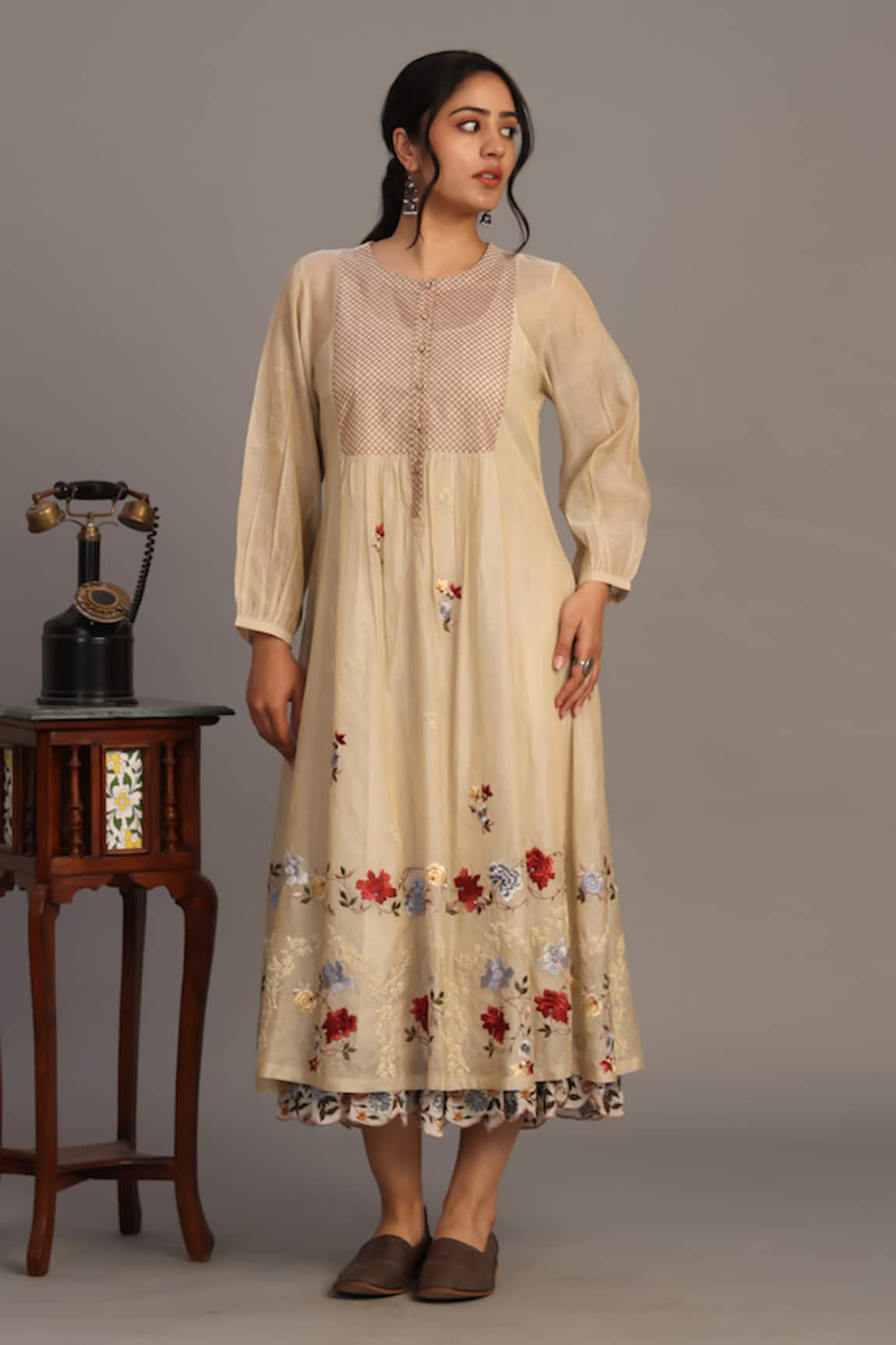 Prama By Pratima Pandey Embroidered Light Gold Tunic 