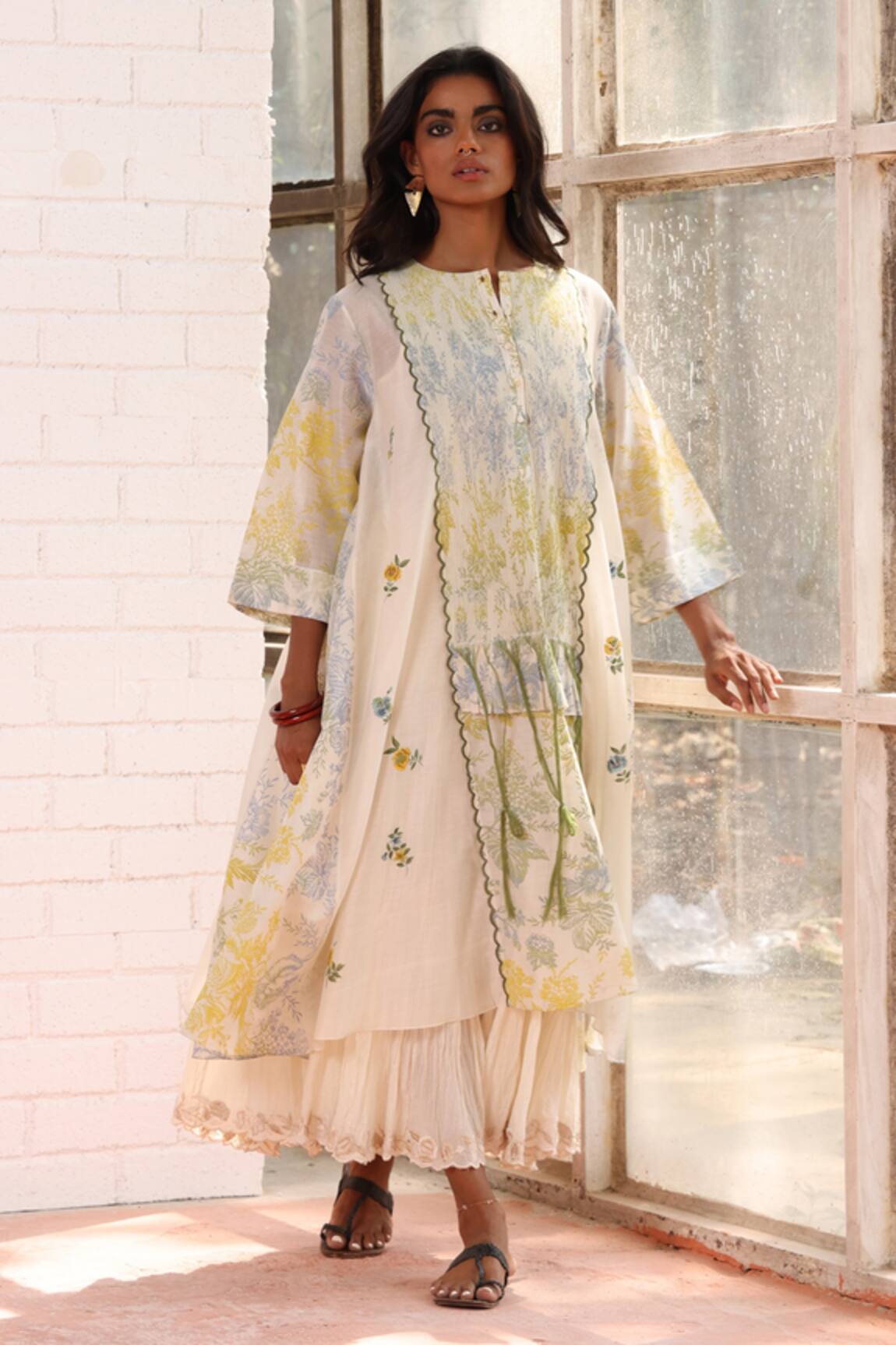Prama By Pratima Pandey Floral Chanderi Tunic 