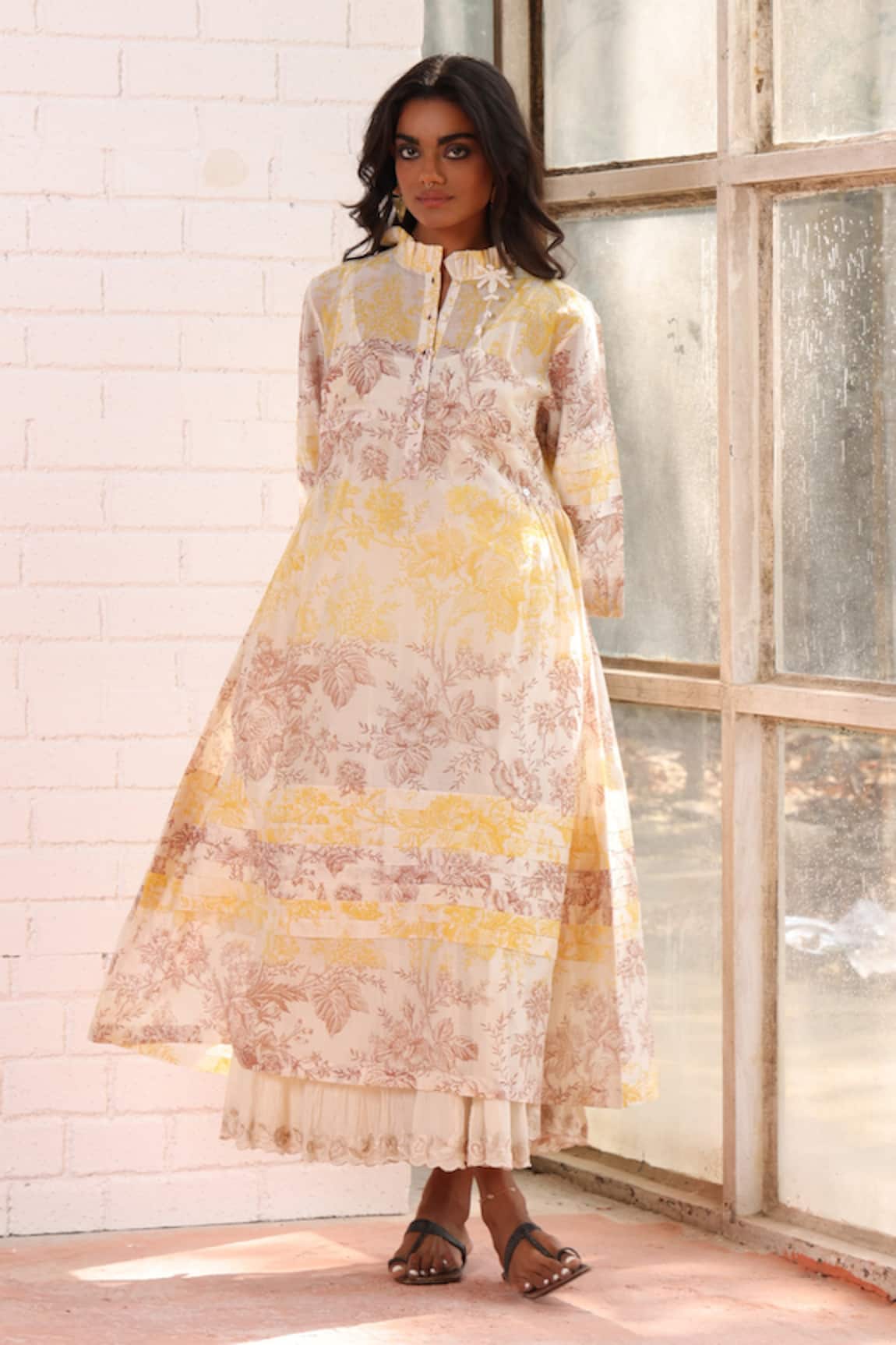 Prama By Pratima Pandey Floral Chanderi Dress 