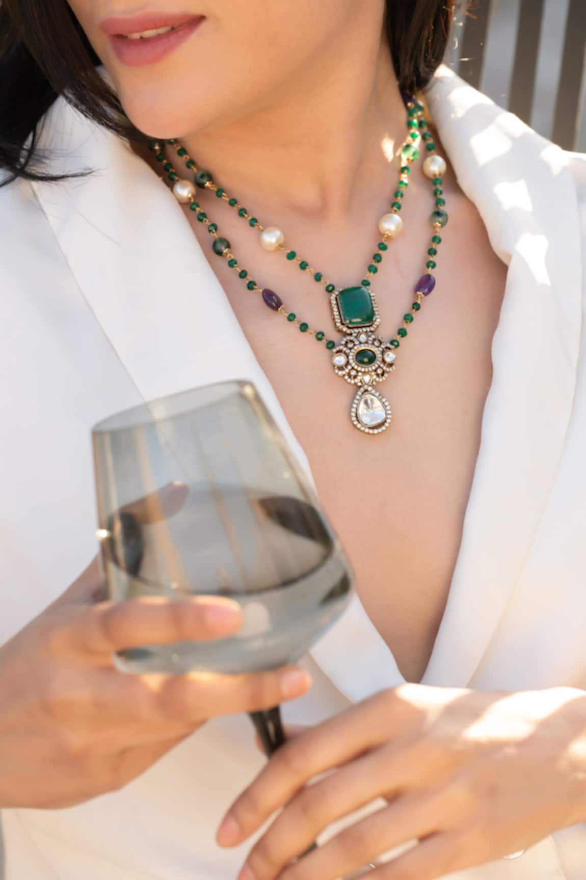 Do Taara Green Polki Necklace 