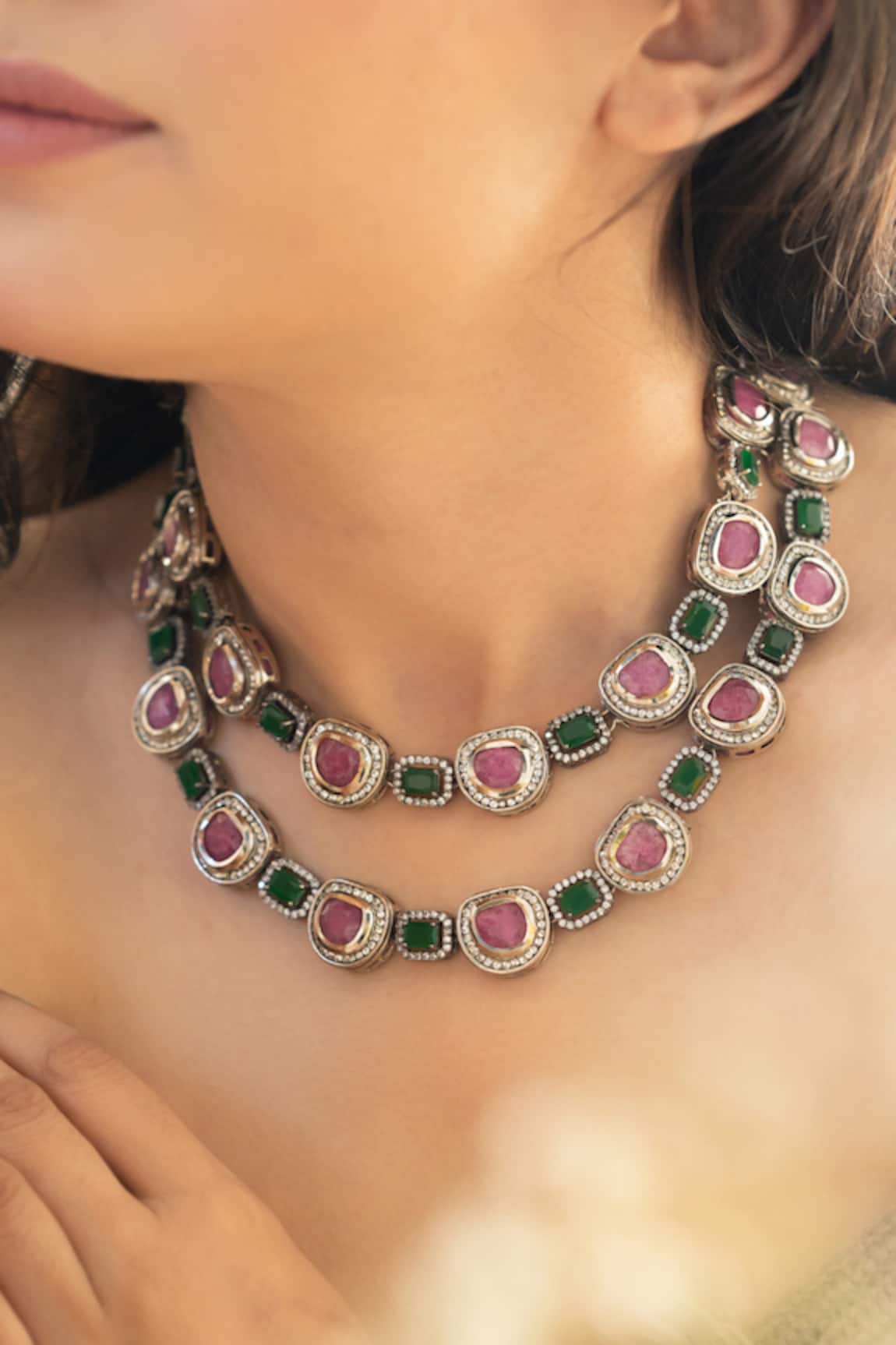 Do Taara Purple Necklace Set 