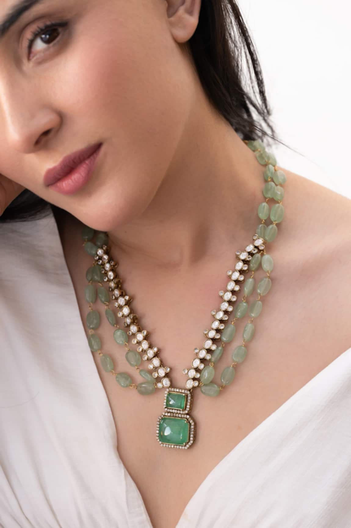 Do Taara Mint Polki  Necklace 