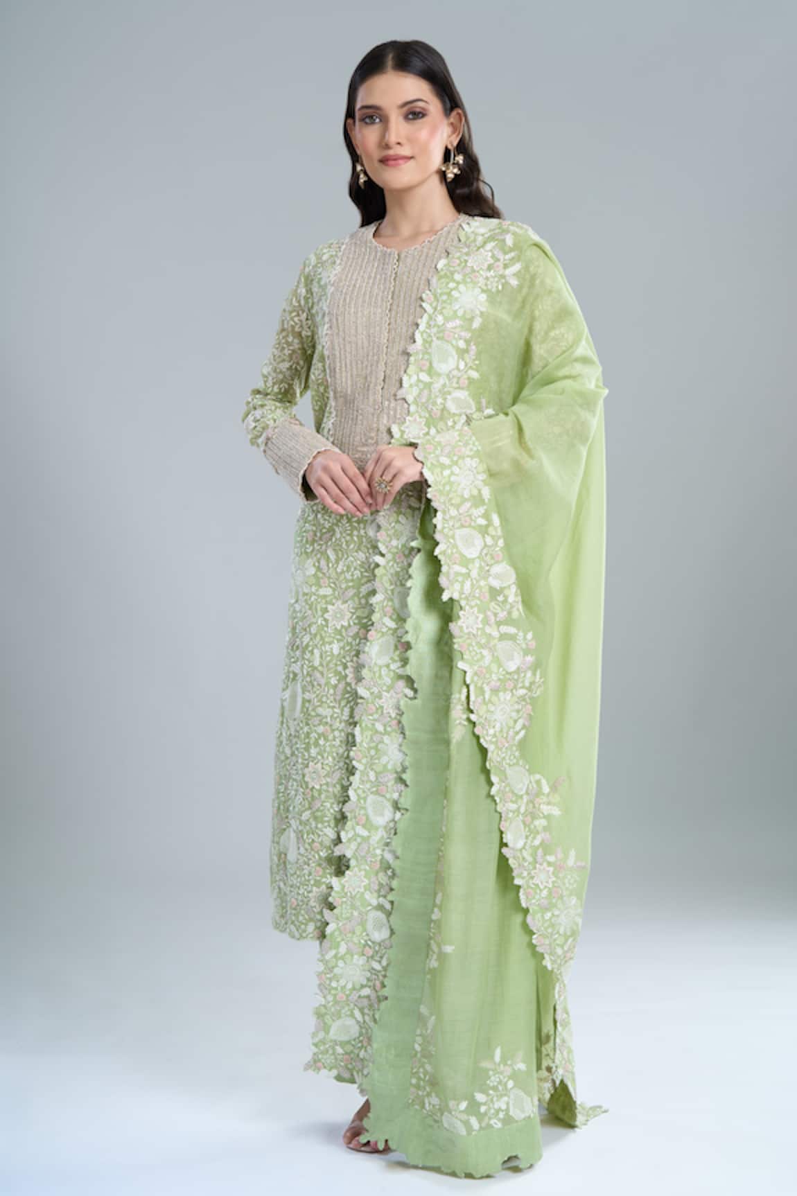 Anamika Khanna Floral Embroidered Kurta Set 