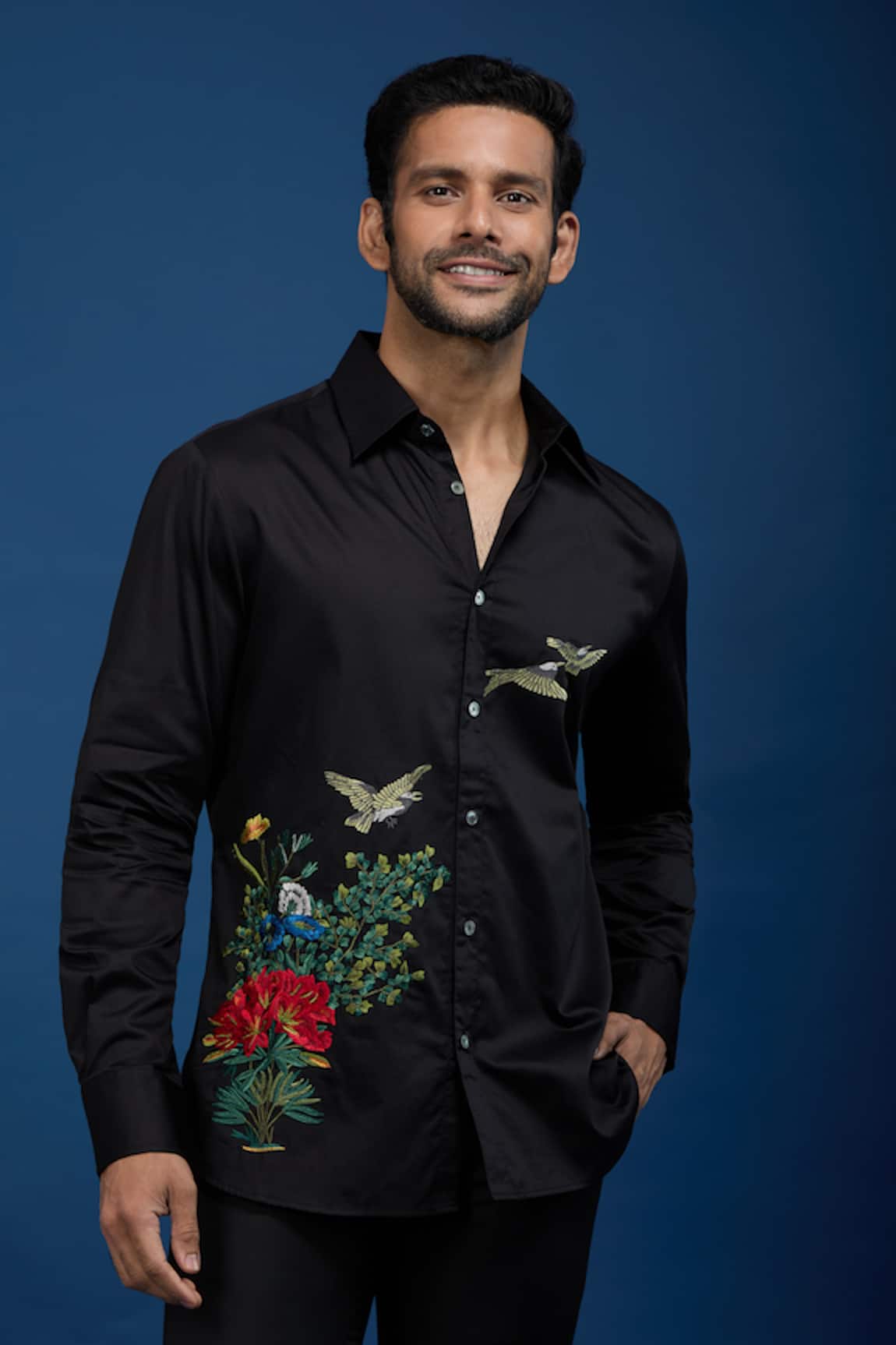 Rohit Bal Birds Paradise Embroidered Shirt 