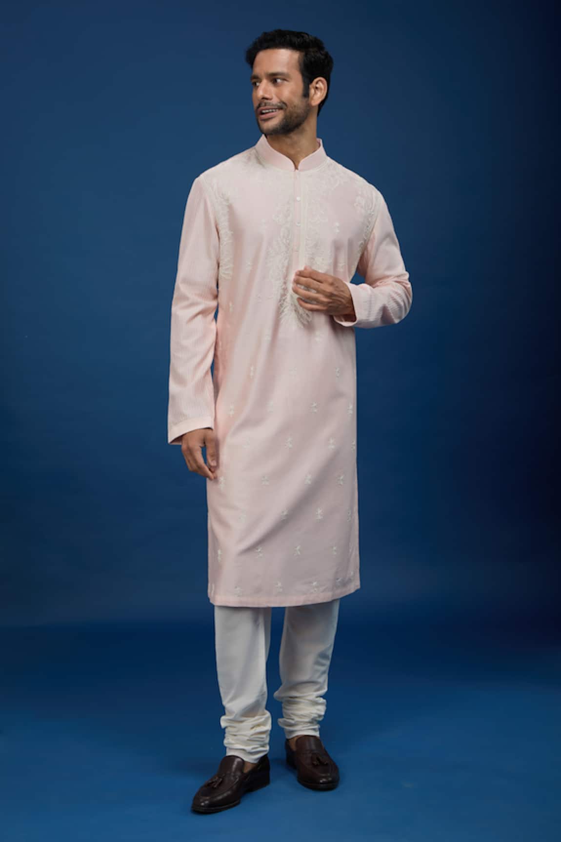 Rohit Bal Floral Embroidered Chanderi Kurta Set 