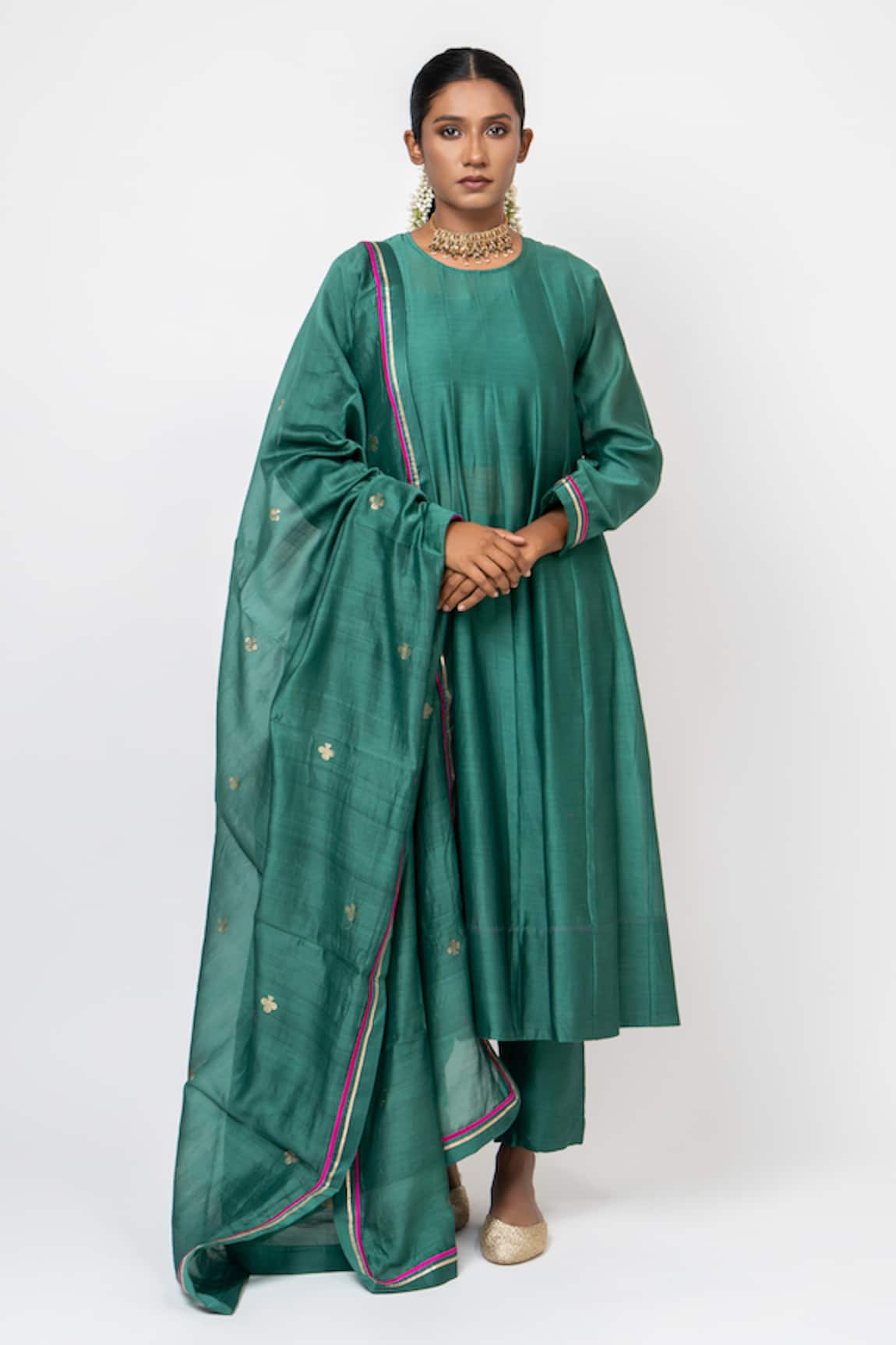 KAJAL AGRAWAL Sky & Water Handwoven Anarkali Set 