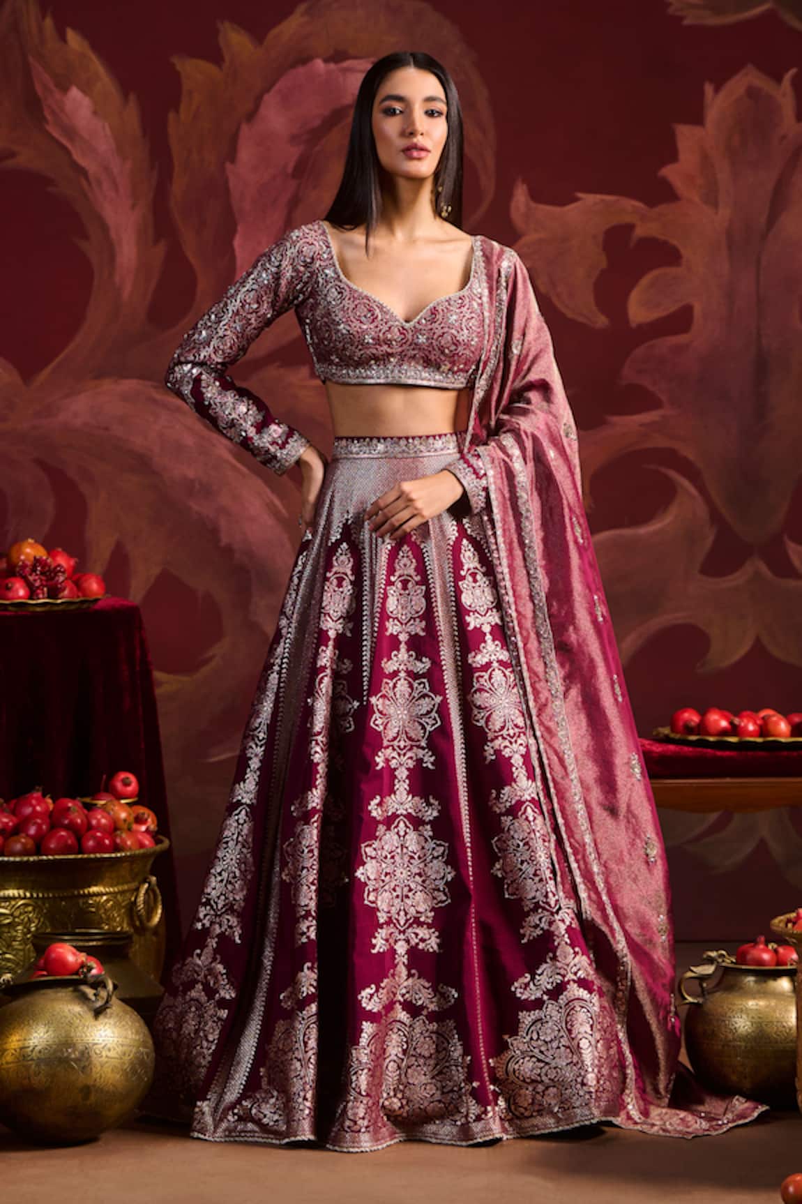 Lashkaraa Embroidered Brocade Lehenga Set 