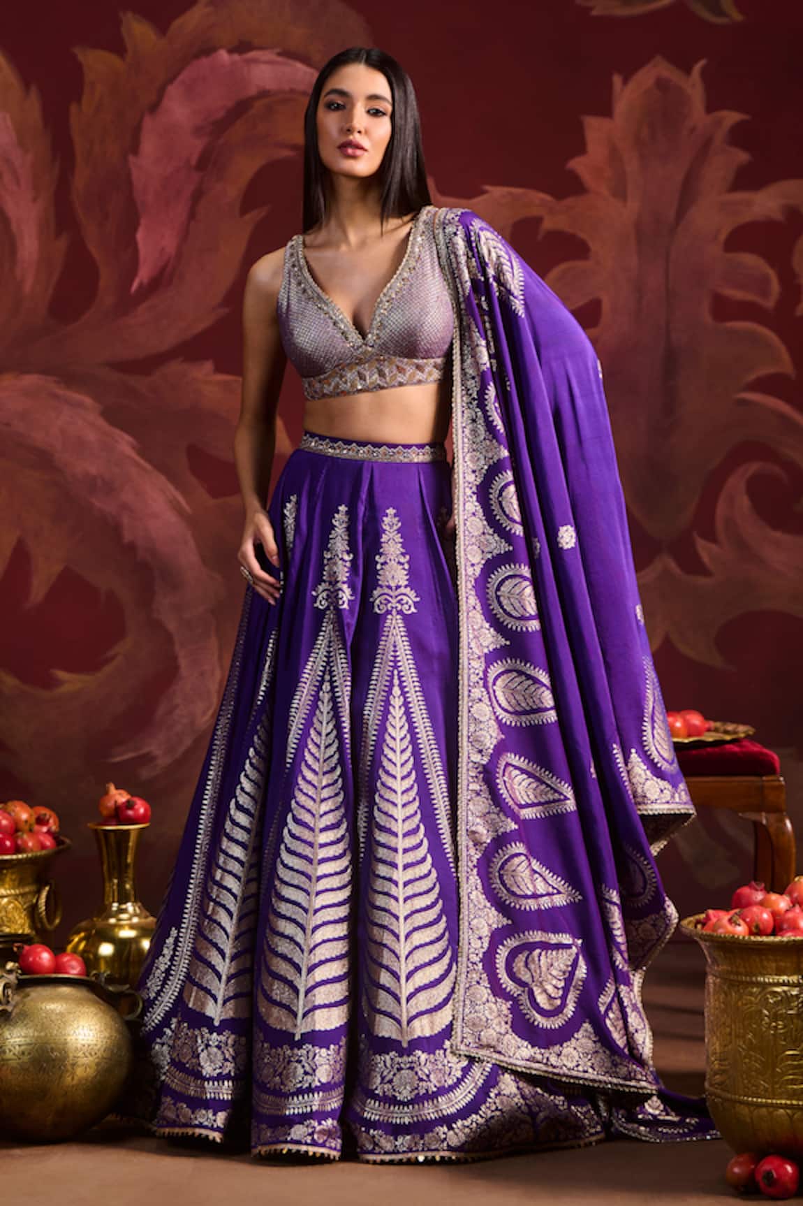 Lashkaraa Embroidered Brocade Lehenga Set 