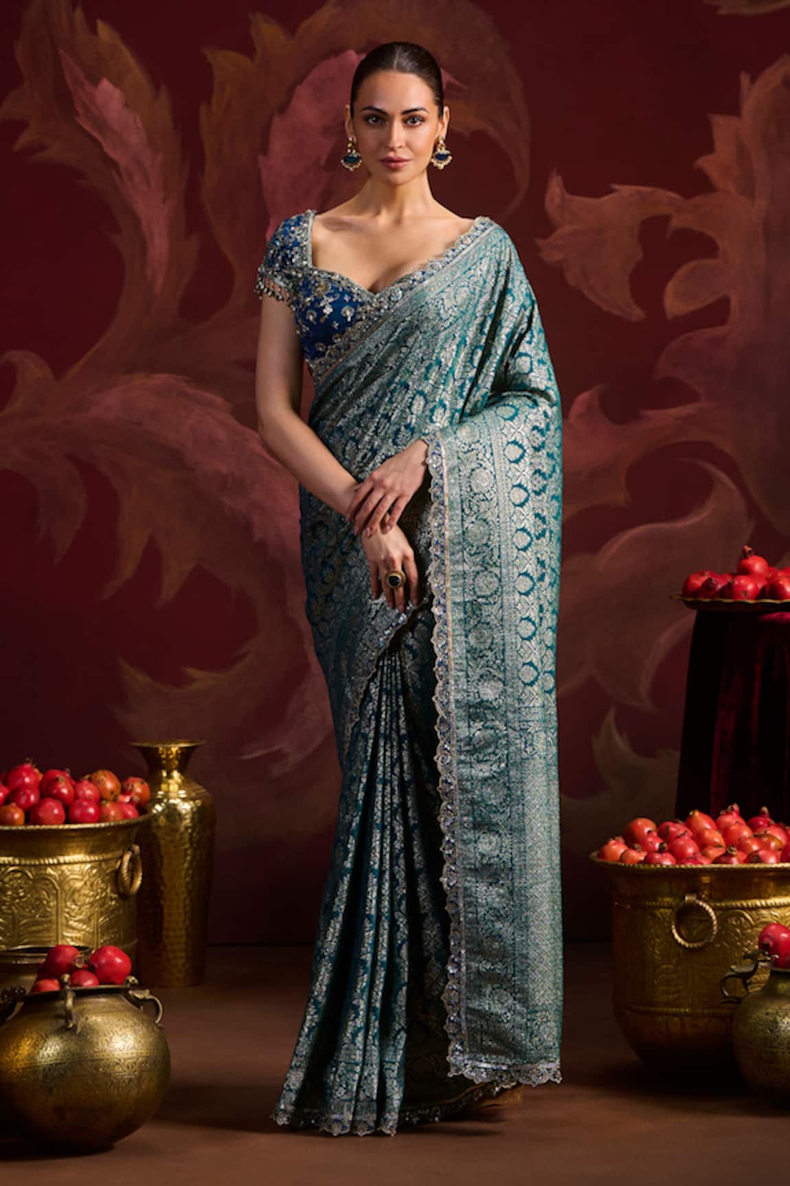 Lashkaraa Embroidered Brocade Saree With Blouse 