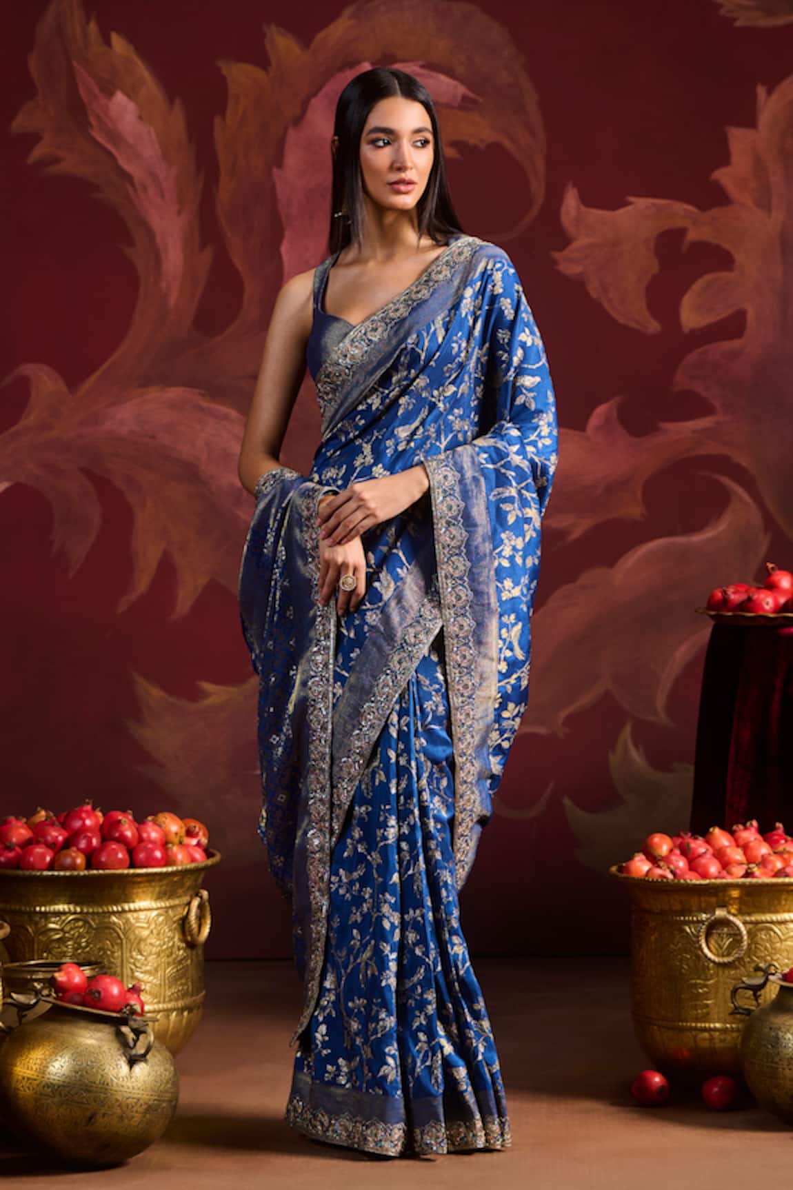 Lashkaraa Embroidered Brocade Saree With Blouse 